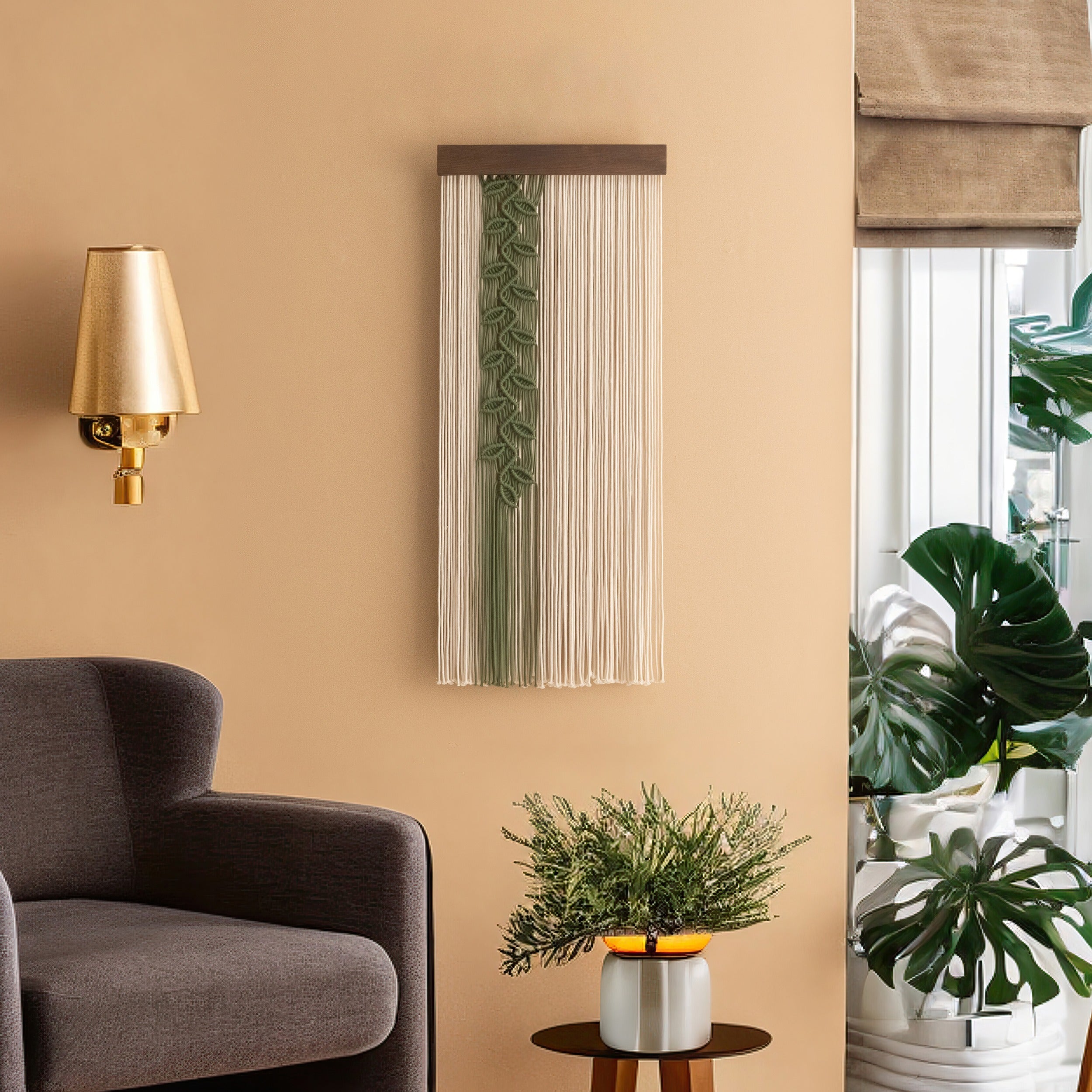 Macrame Leaf Vine Wall Hanging Boho Decor V95