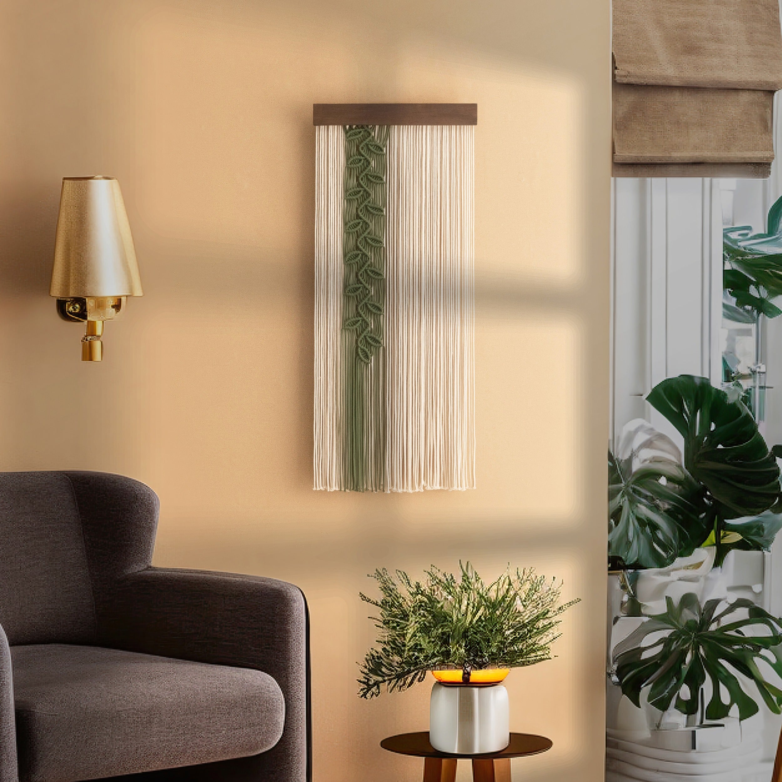 Macrame Leaf Vine Wall Hanging Boho Decor V95