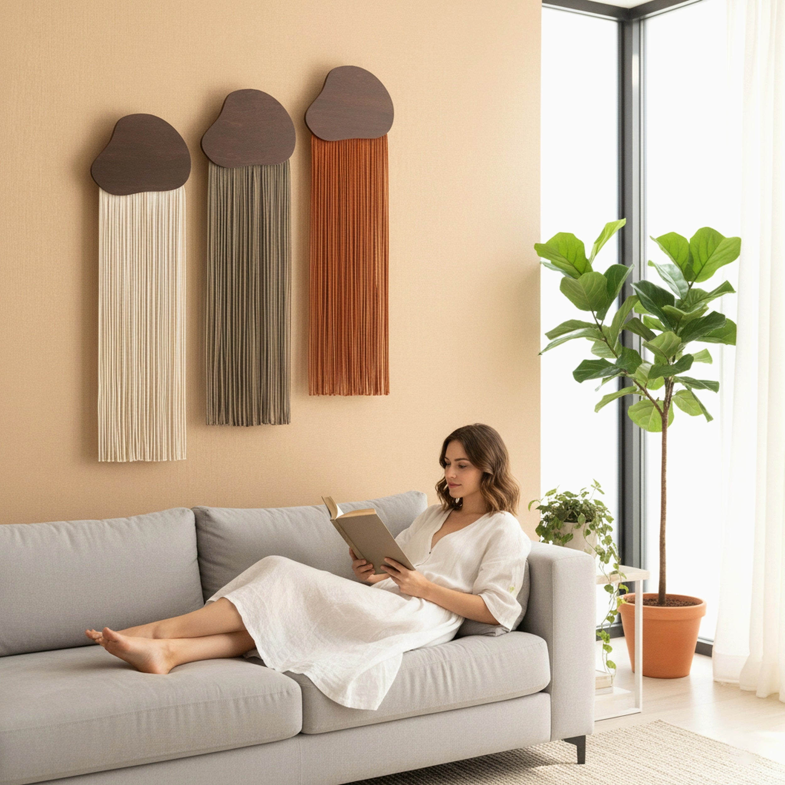 Cotton Macrame Fiber Wall Hanging Boho Decor V99