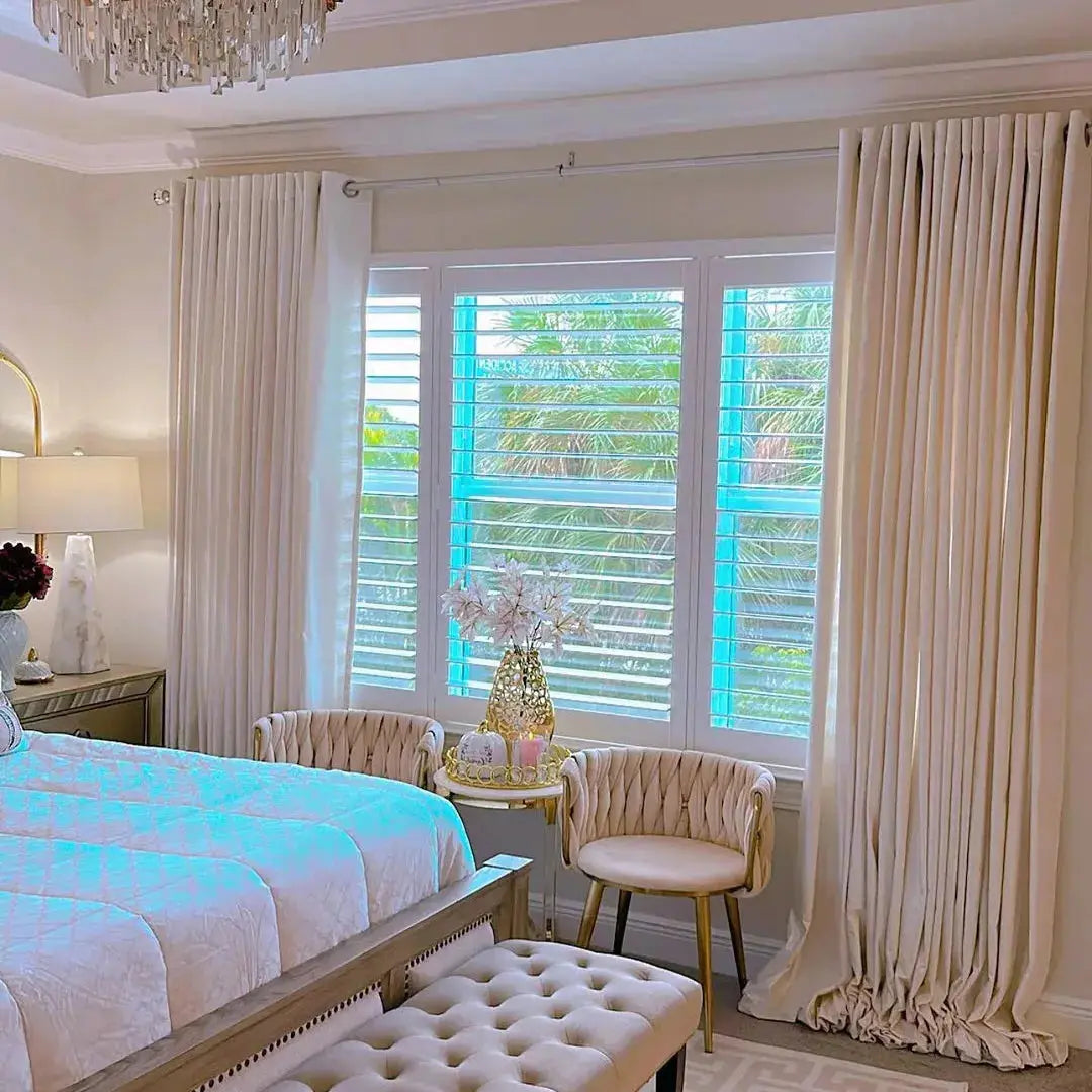 Luster velvet drapery pleated for elegant insulated room style