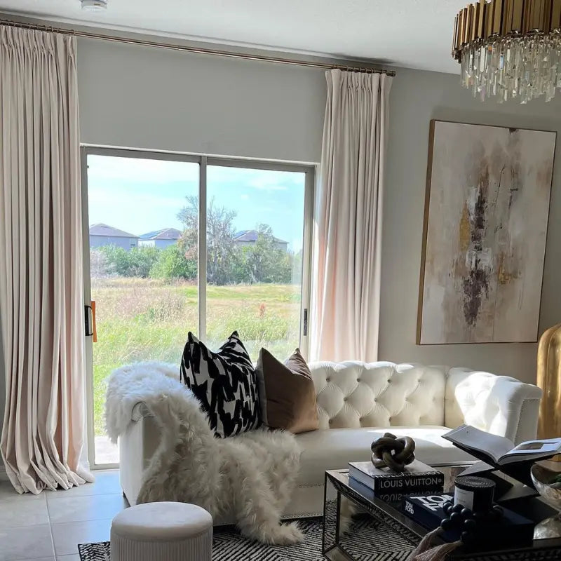 Luster velvet drapery pleated for elegant insulated room style