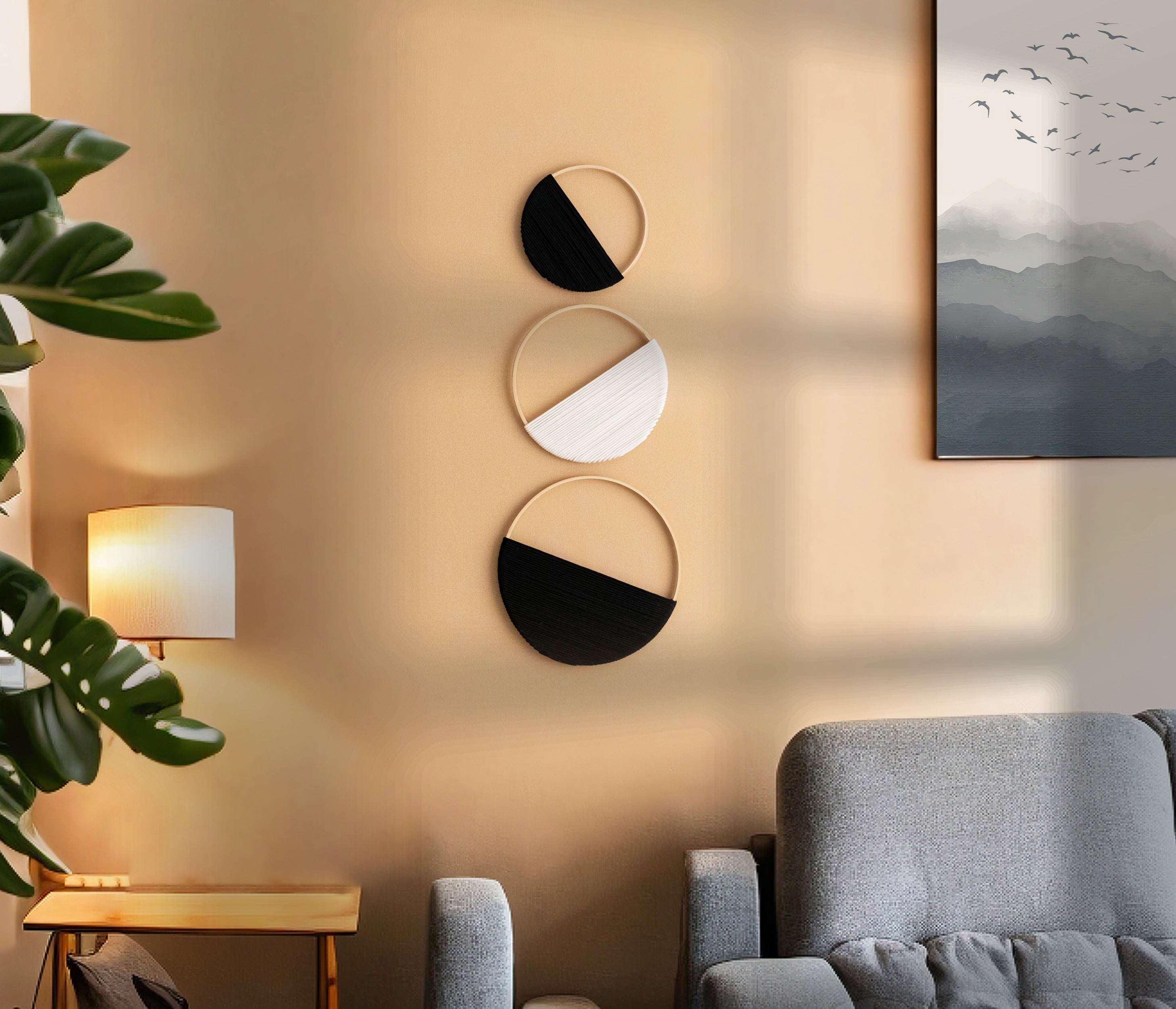 Vertical Boho Macrame Circle Wall Hanging W23