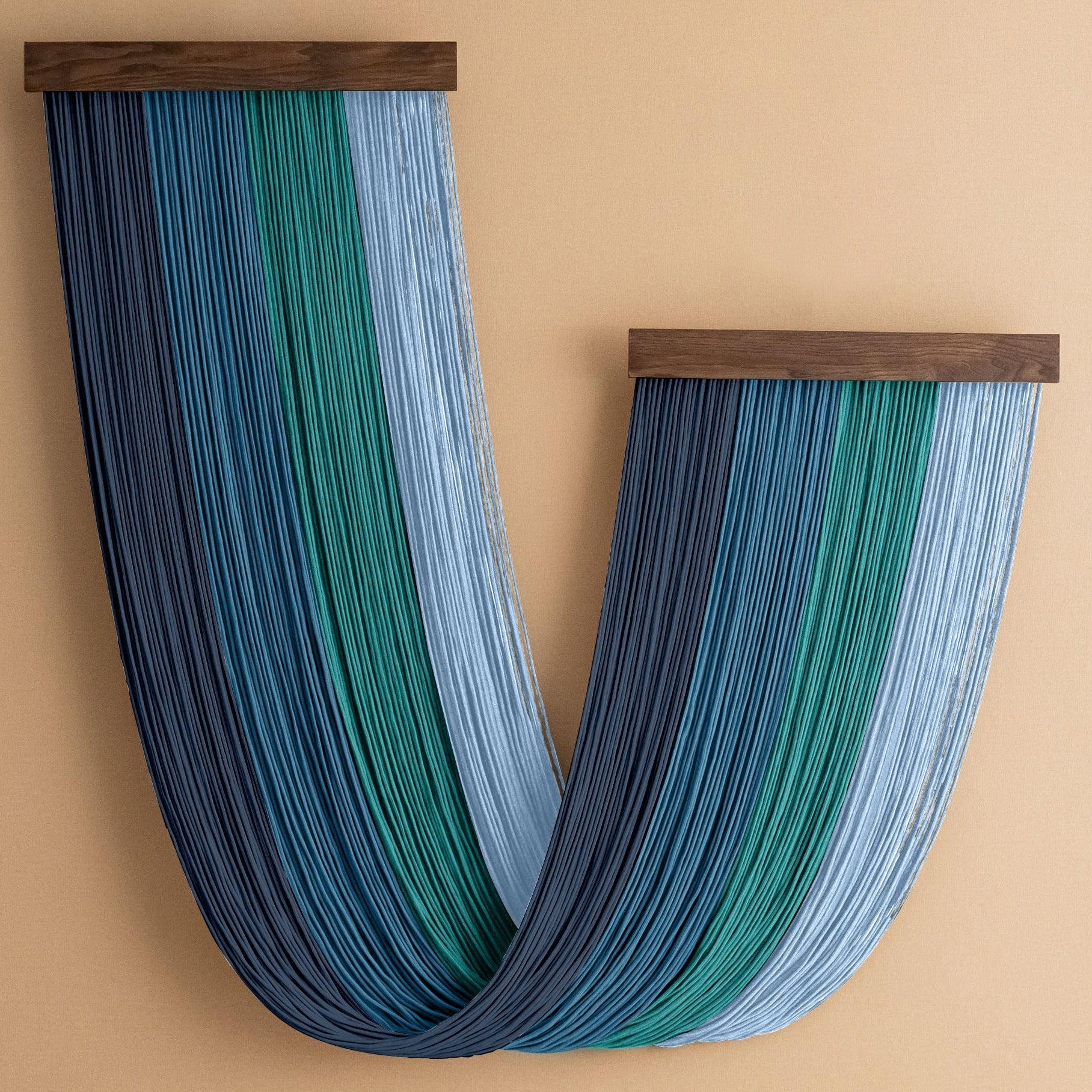 Milky Way Macrame Wall Hanging with Natural Wood, Handmade Boho Fiber Wall Decor