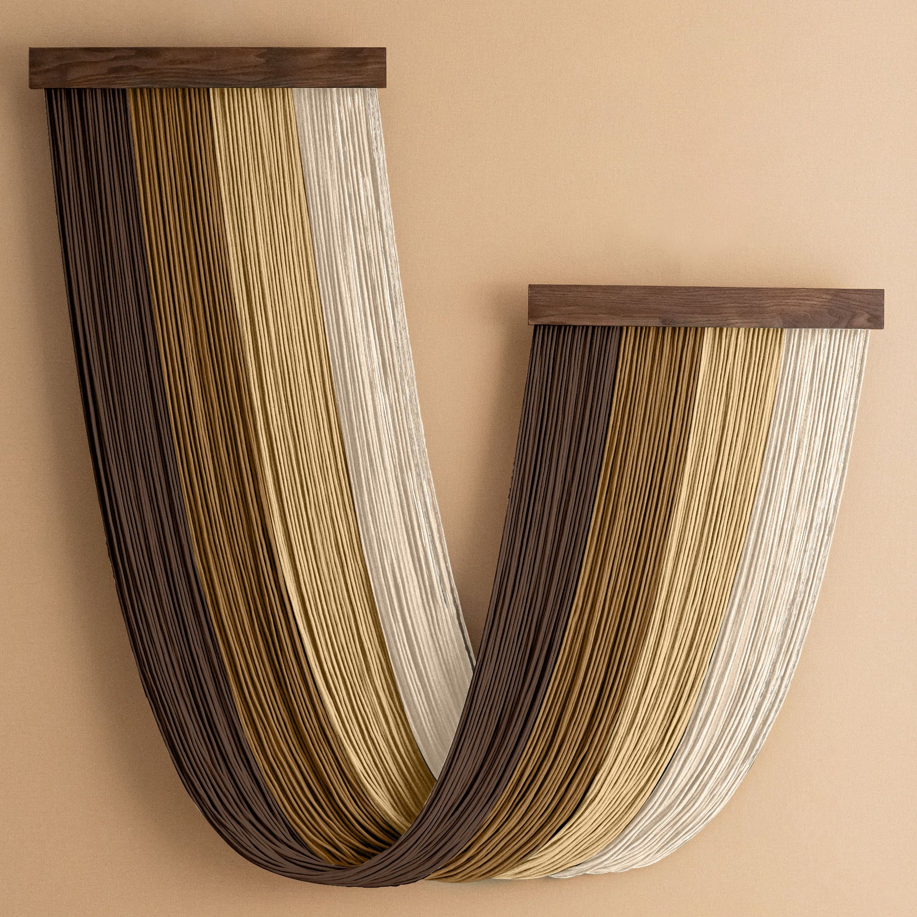 Milky Way Macrame Wall Hanging with Natural Wood, Handmade Boho Fiber Wall Decor