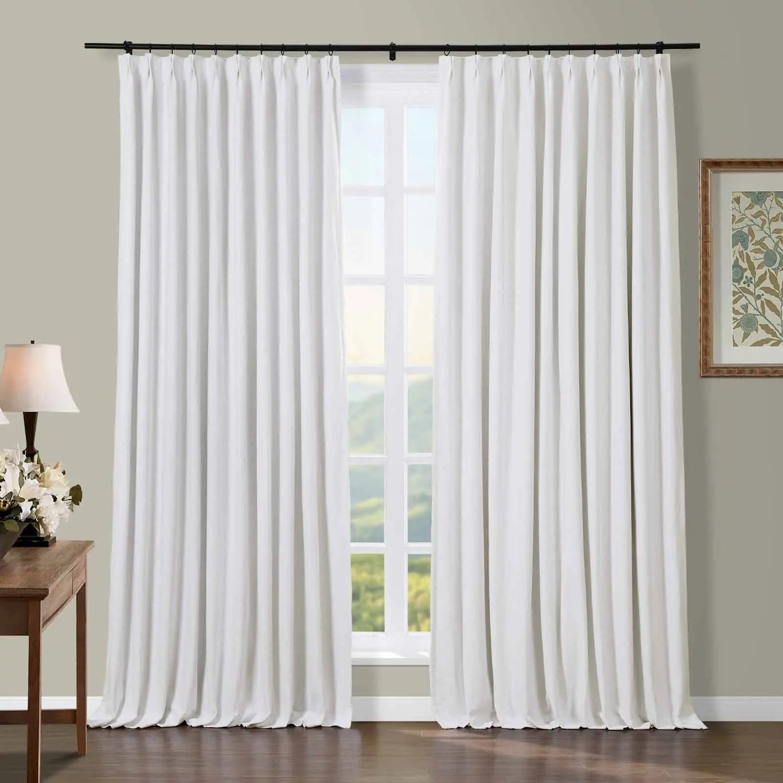 Broad 100% Cotton Plain Weave Curtain Pleated - TWOPAGES