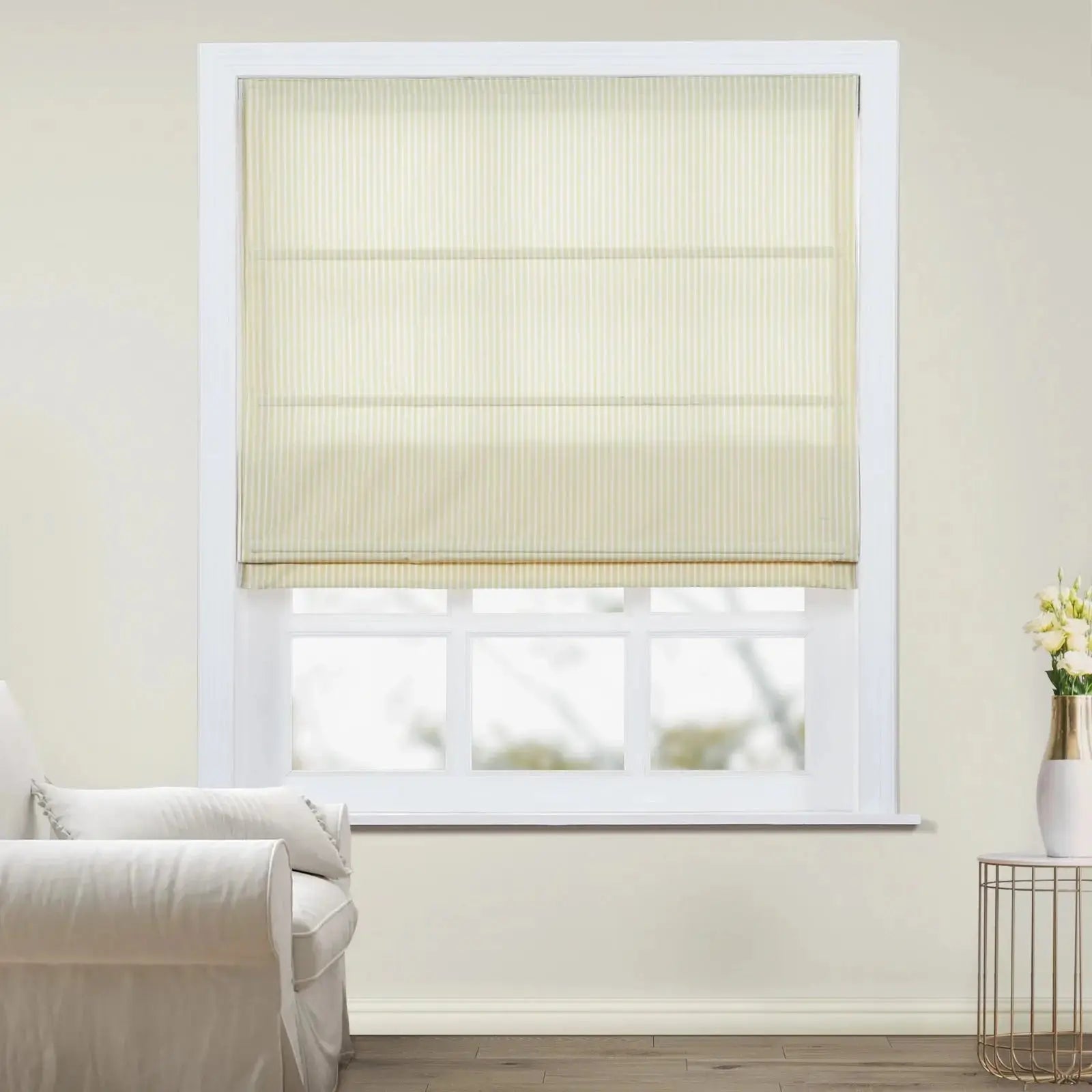 Jana Cordless Roman Shades 100% Cotton Striped -TWOPAGES
