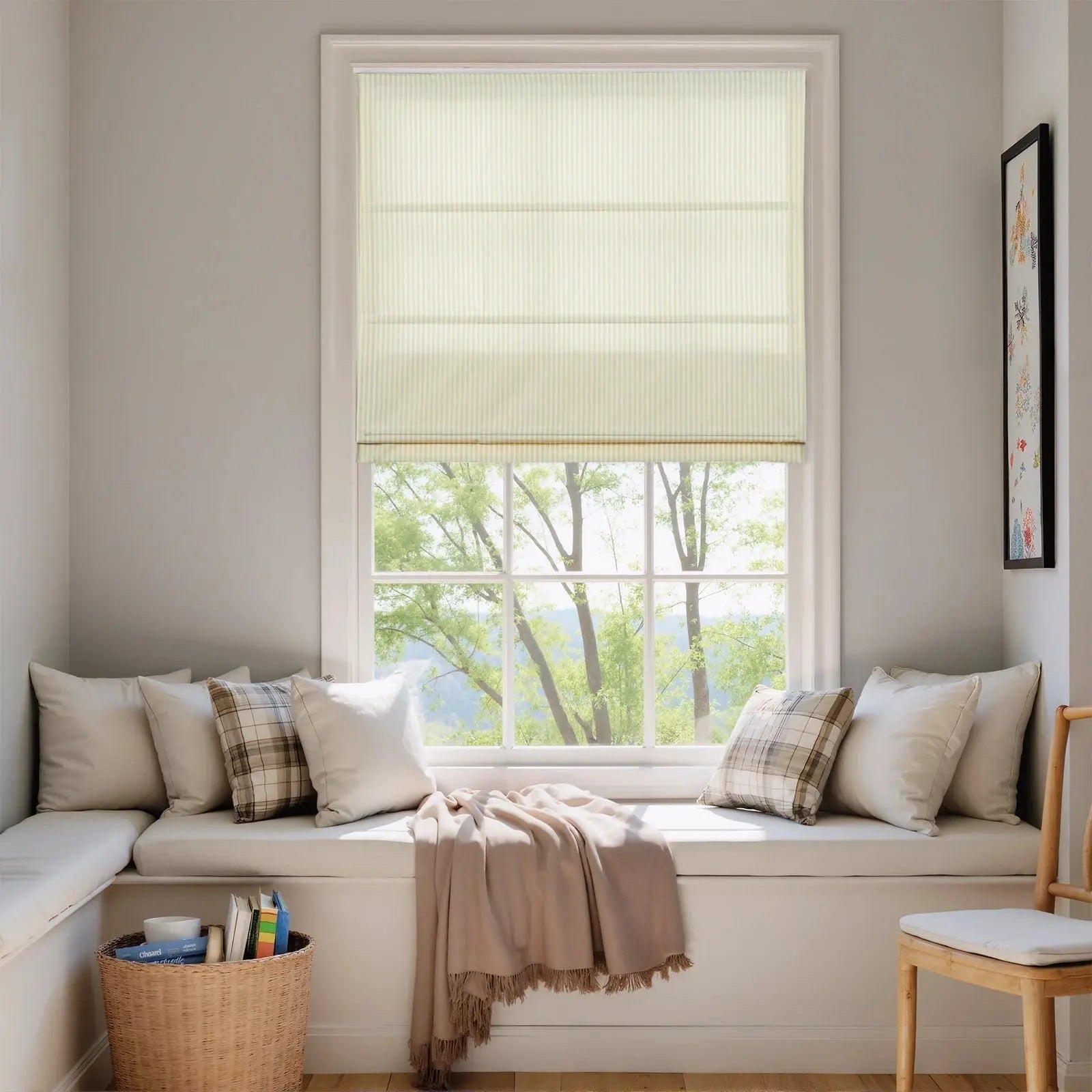 Jana Cordless Roman Shades 100% Cotton Striped -TWOPAGES