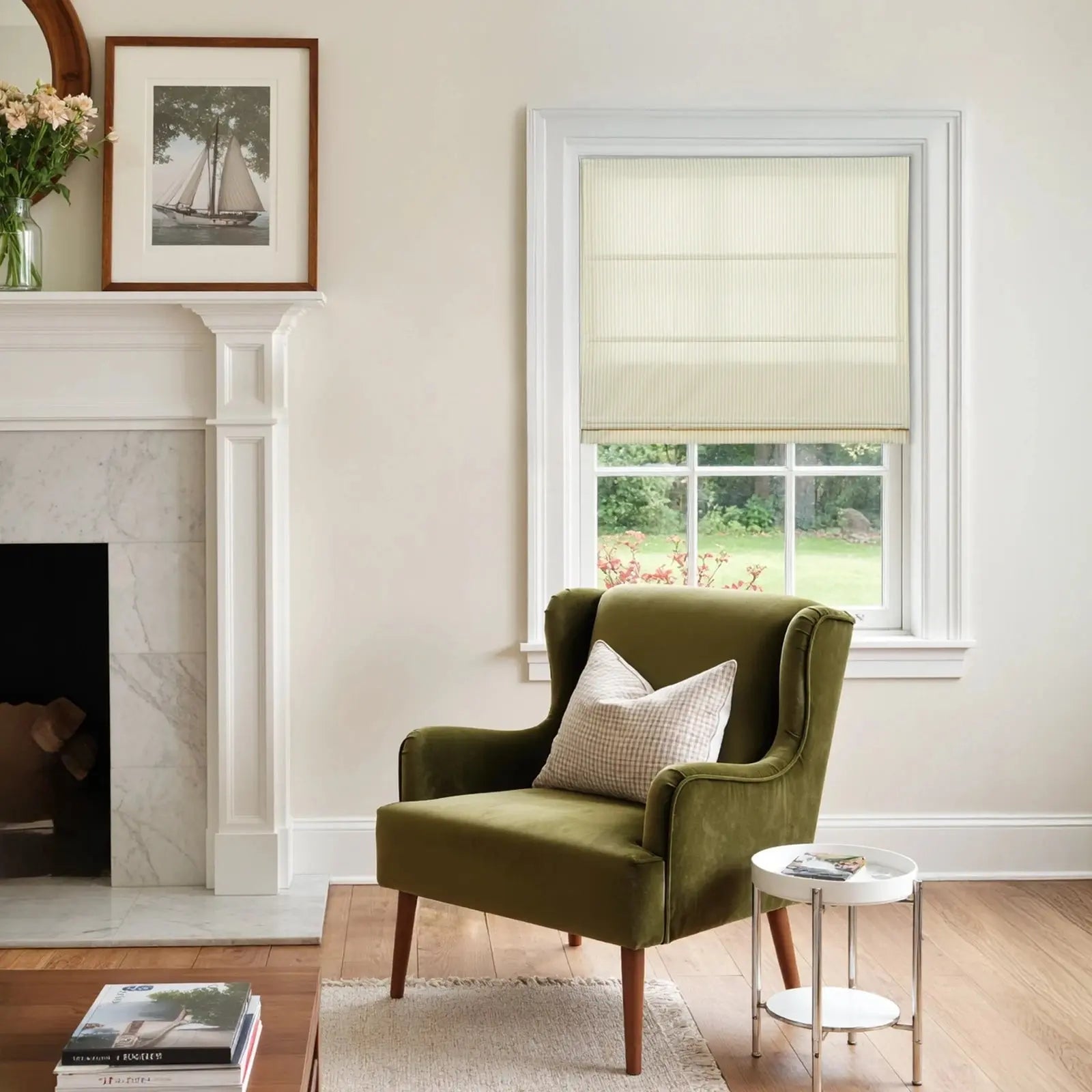 Jana Cordless Roman Shades 100% Cotton Striped -TWOPAGES