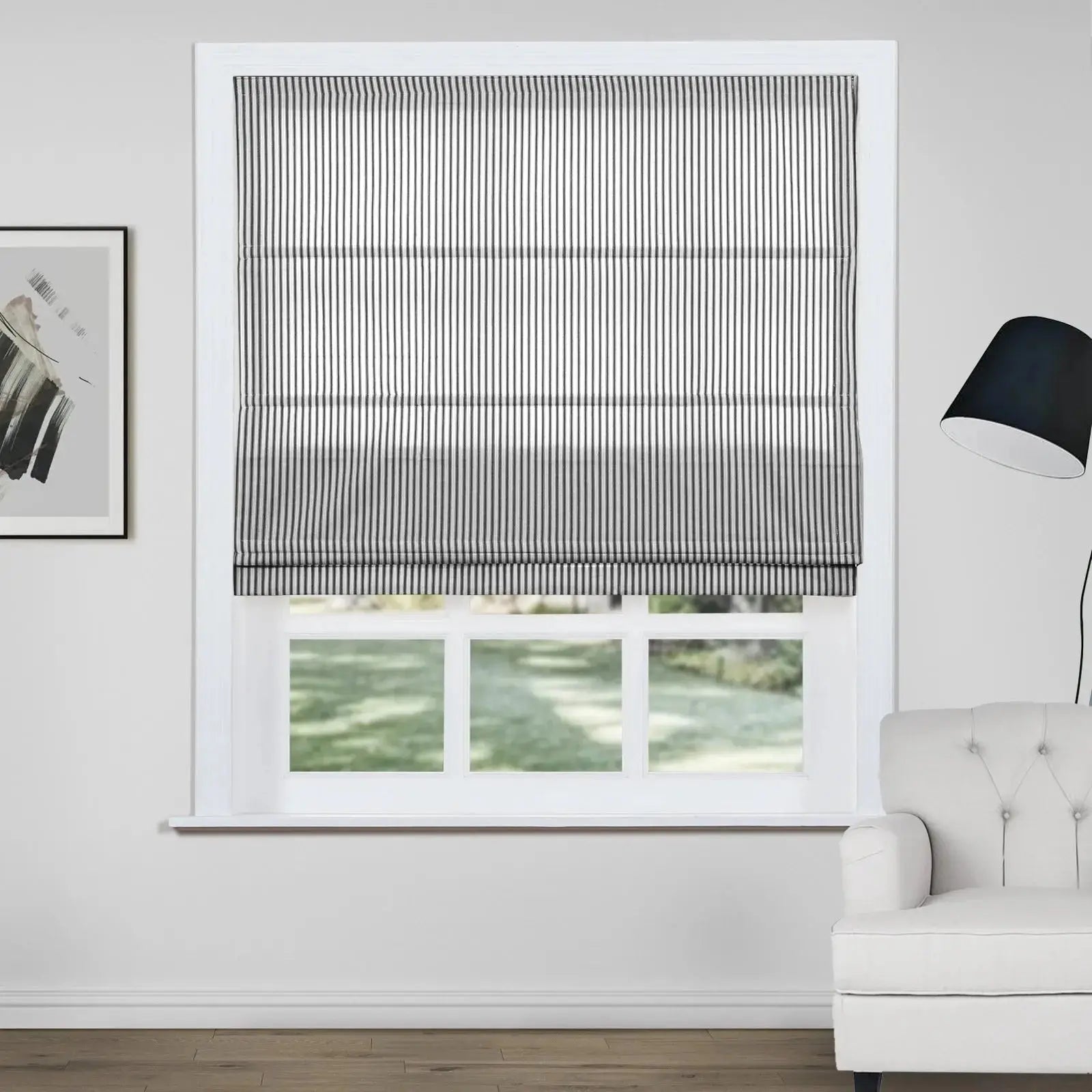 Jana Cordless Roman Shades 100% Cotton Striped -TWOPAGES