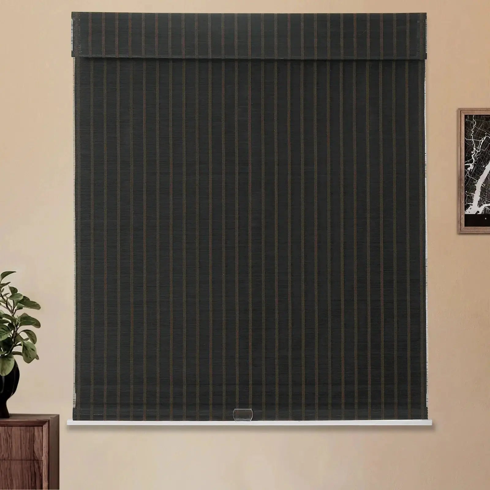 Sybil Bamboo Roman Shade - Black Coffee TWOPAGES CURTAINS