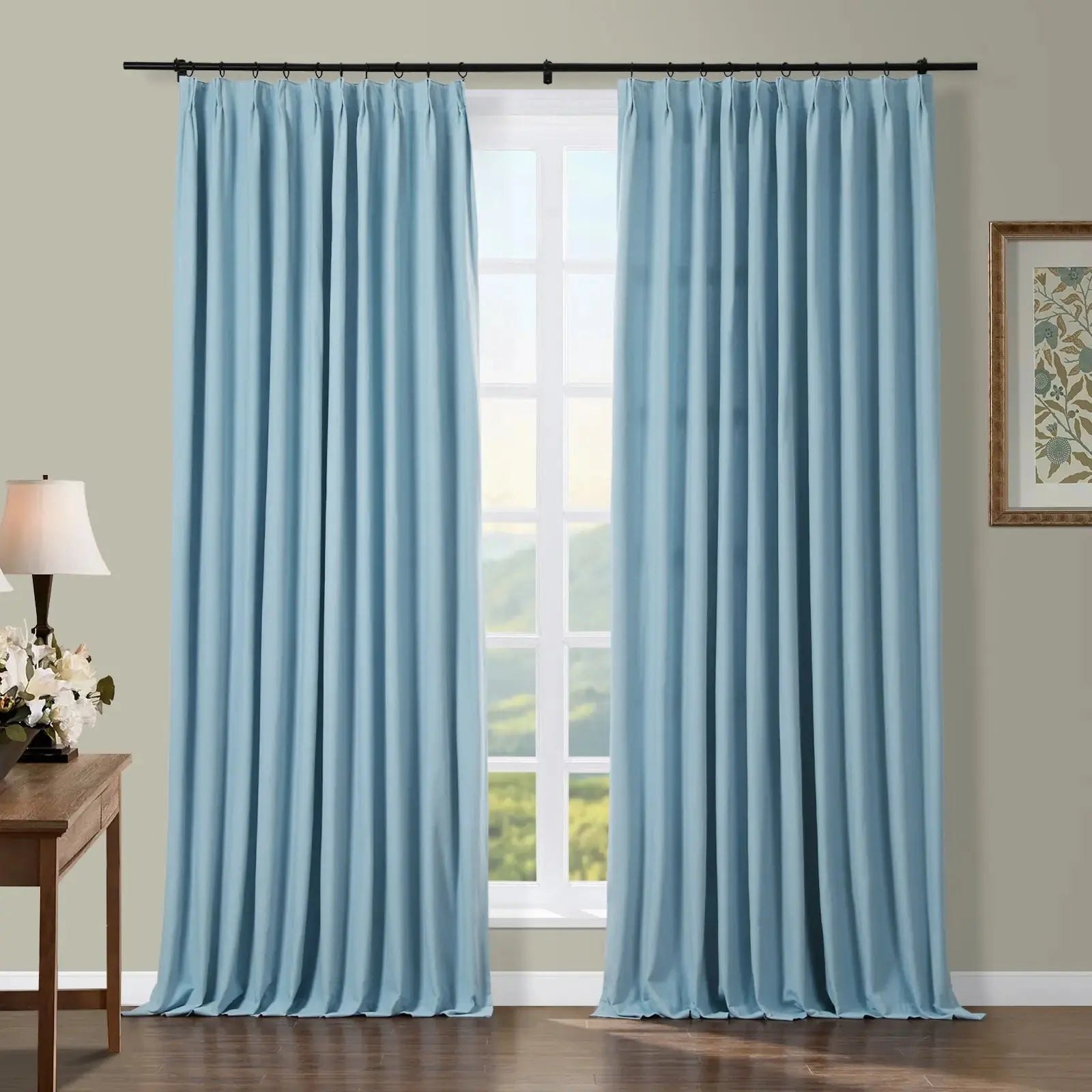 Broad 100% Cotton Plain Weave Curtain Pleated - TWOPAGES