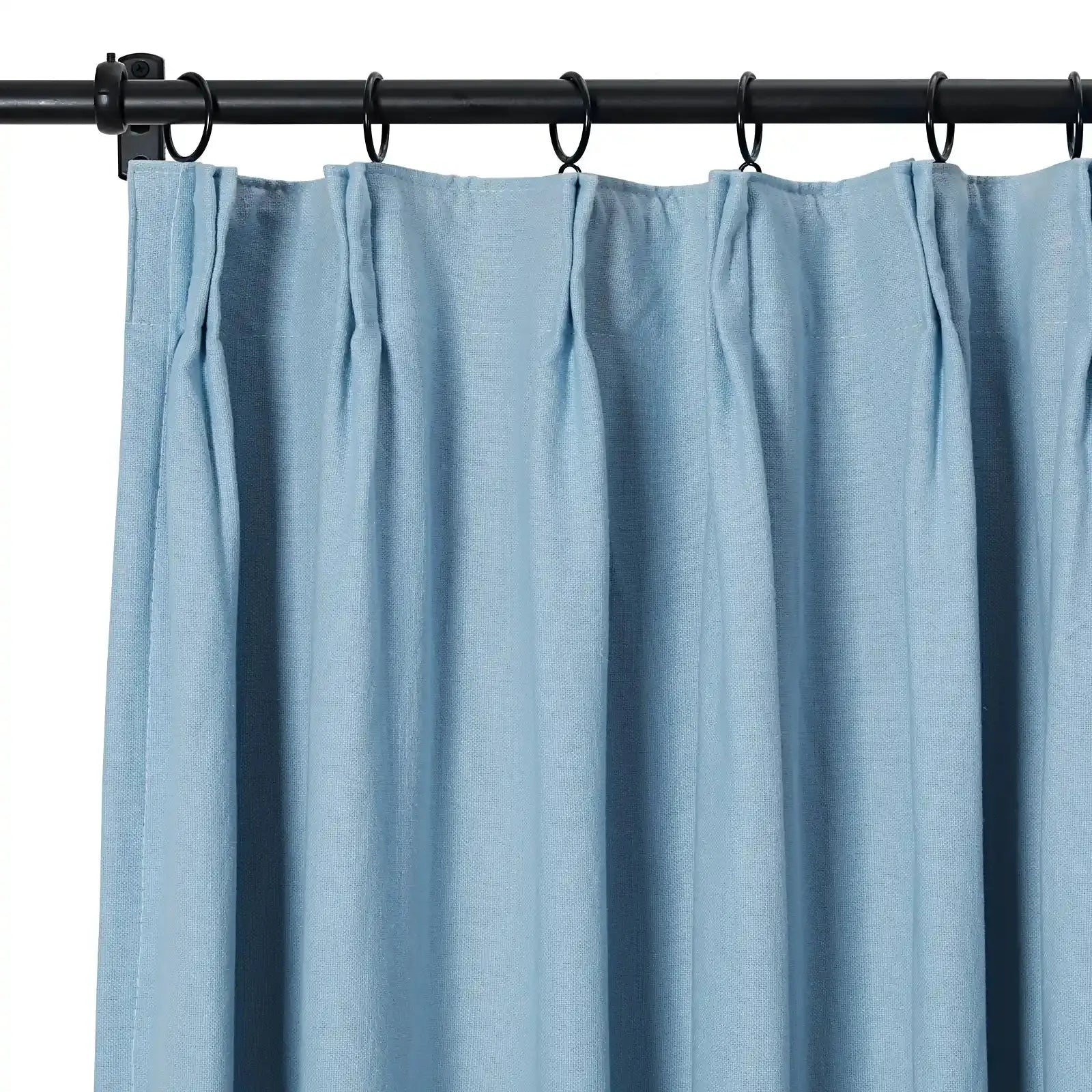 Broad 100 percent cotton plain weave pleated drapery for elegant insulated interiors