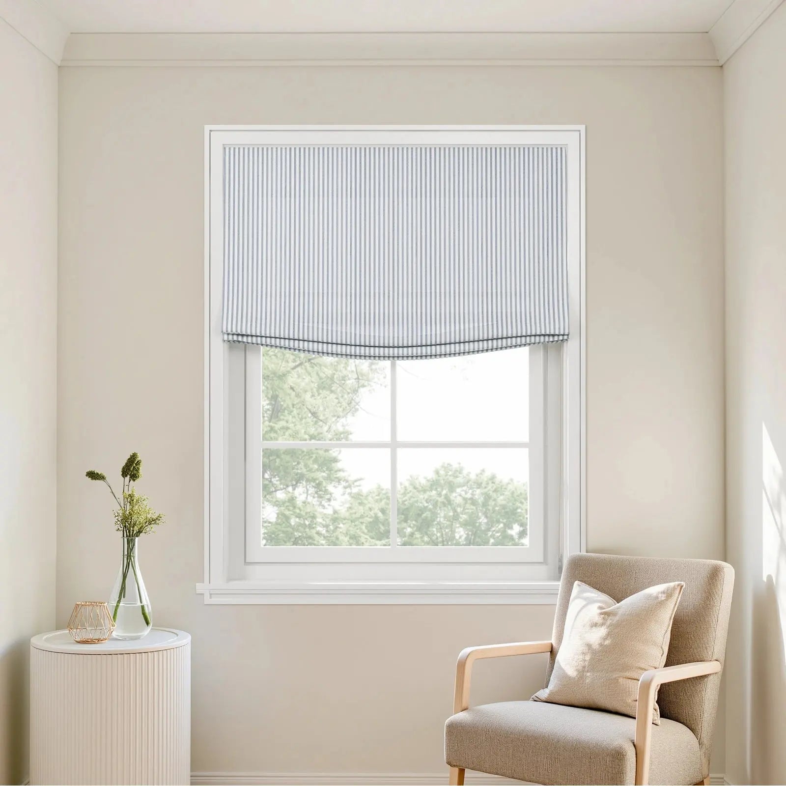 Custom Relaxed Roman Shades Cord Lift -TWOPAGES