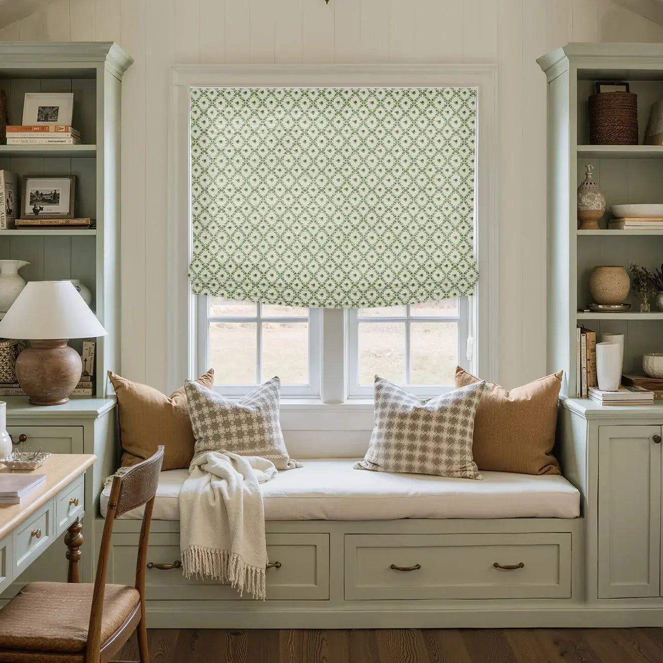 Custom Relaxed Roman Shades Cord Lift -TWOPAGES