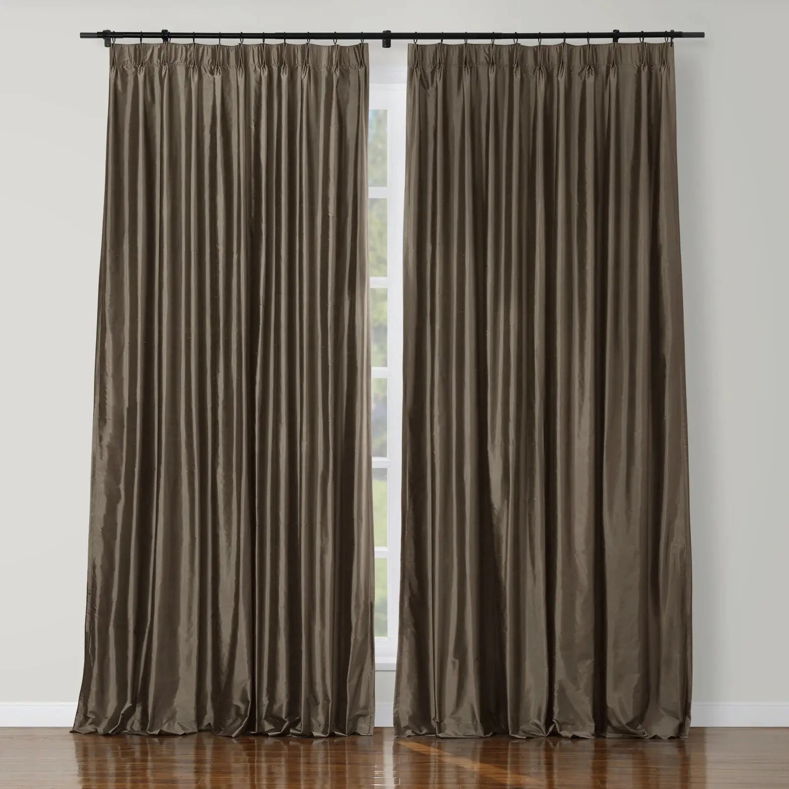 Selman Dupioni Silk Drapery Pleated- Brown 2013-101-TWOPAGES