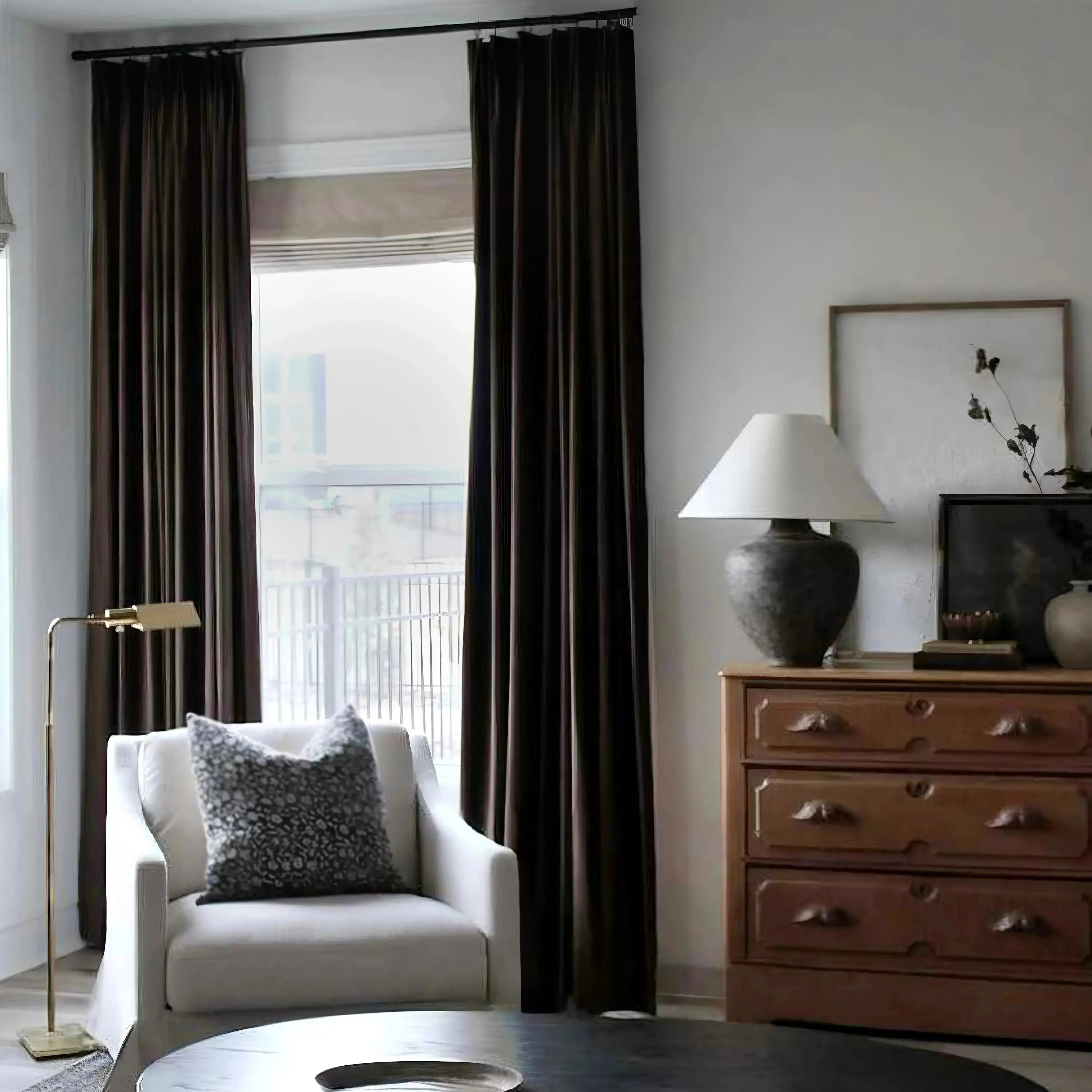 Birkin velvet pleated drapery for elegant insulated room style