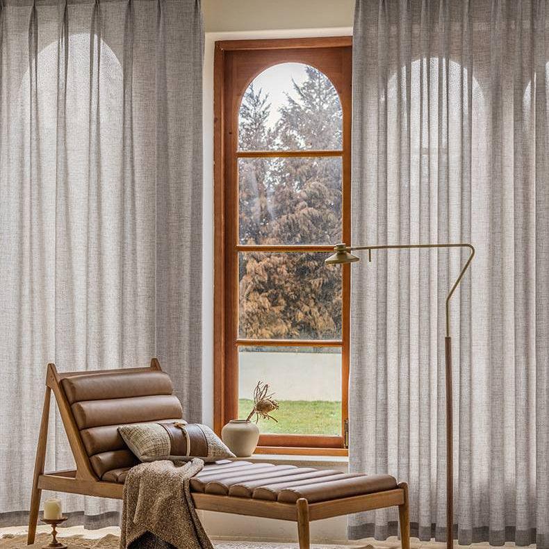 Mead Faux Linen Texture Grommet Soft Top Custom Curtains Mead Bus Gray