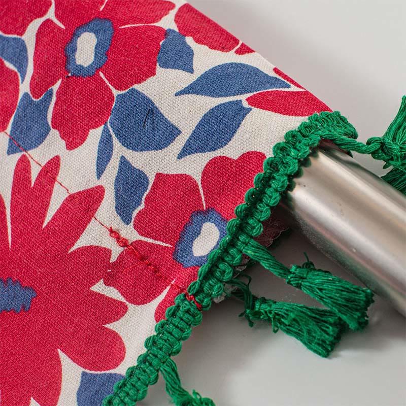 Red Flower Print Tassel Tier Curtain Curtains Ownkoti 7