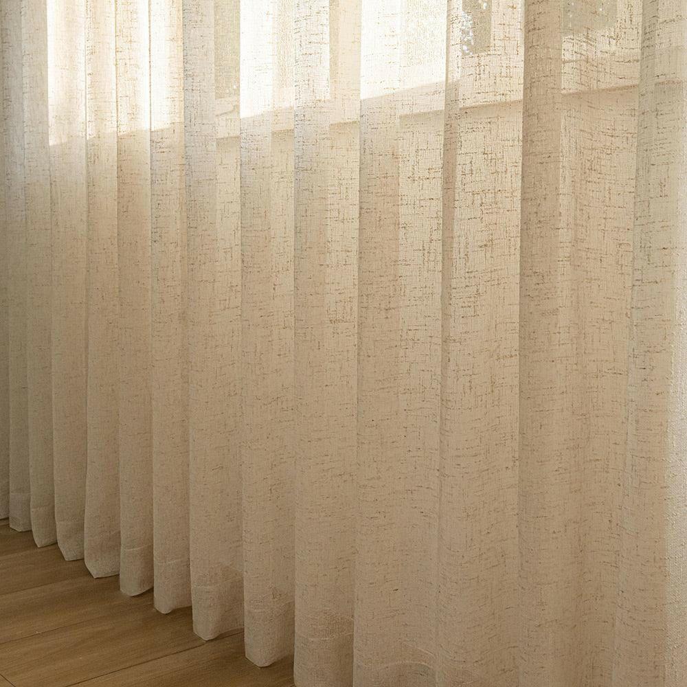 Natural sheer linen curtains for soft light privacy and tailored home style