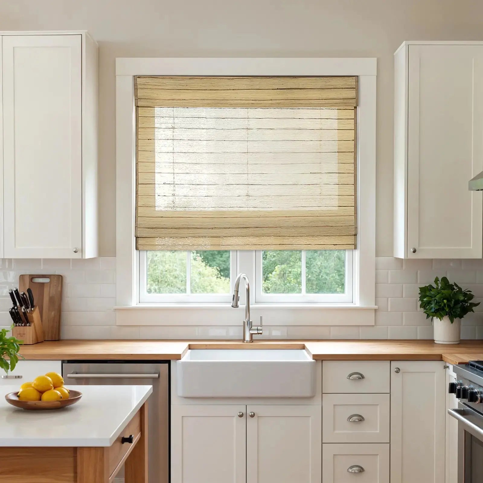 Rae Natural Ramie Jute Woven Wood Shades - Series M -TWOPAGES CURTAINS