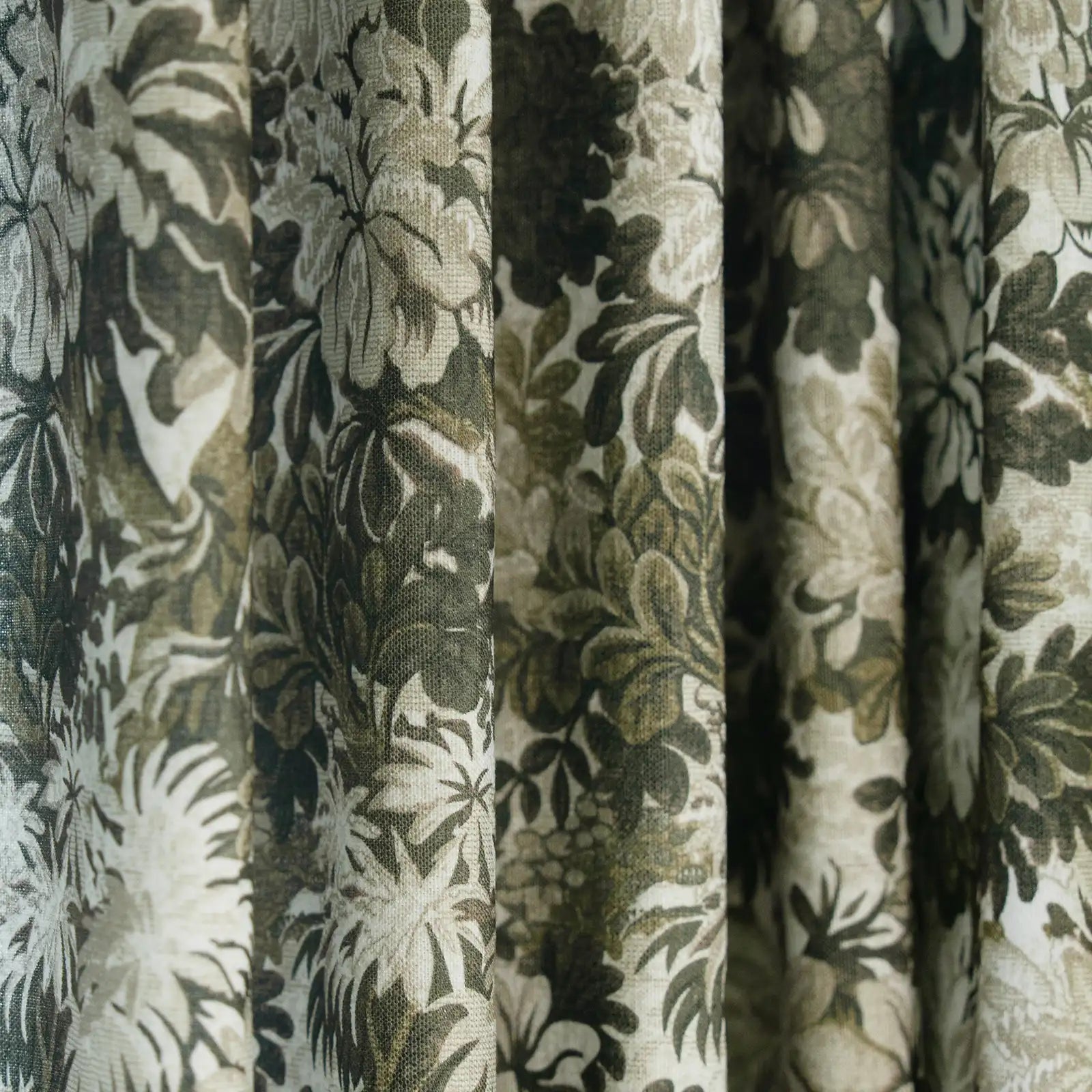 Floral print linen cotton pleated drapery for elegant insulated style