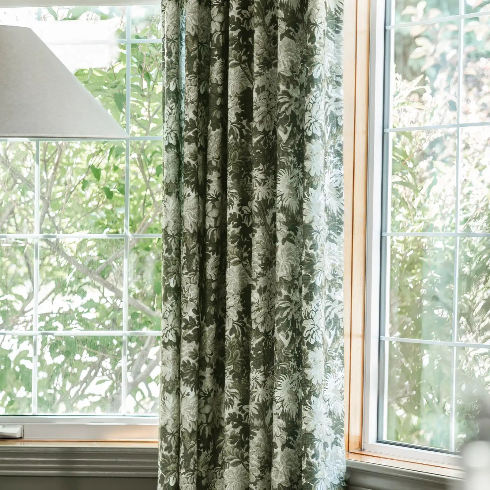 Floral print linen cotton pleated drapery for elegant insulated style