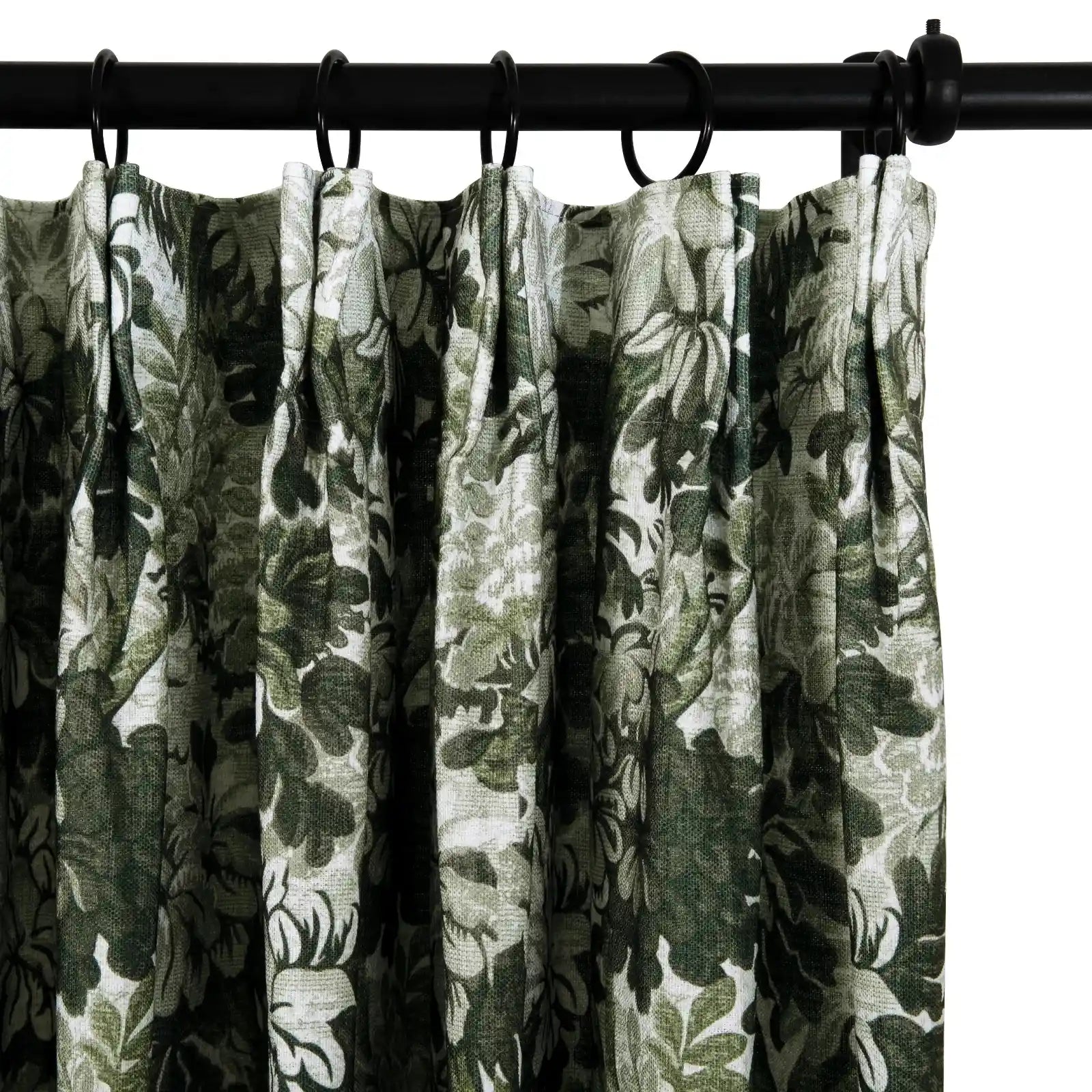 Floral print linen cotton pleated drapery for elegant insulated style