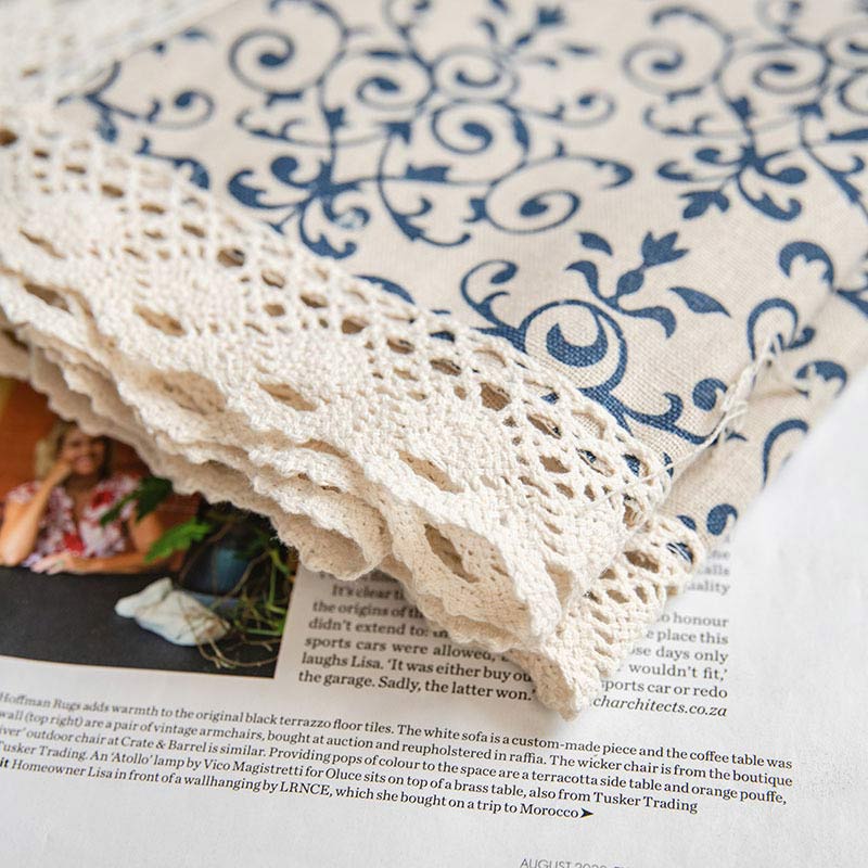 Boho Blue Pattern Semi-Blackout Curtain