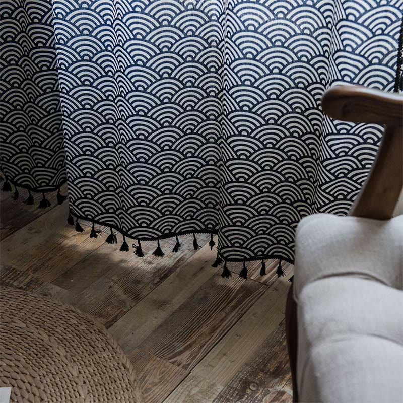 Fish Scale Semi Blockout Tassel Curtain Curtains Ownkoti 4