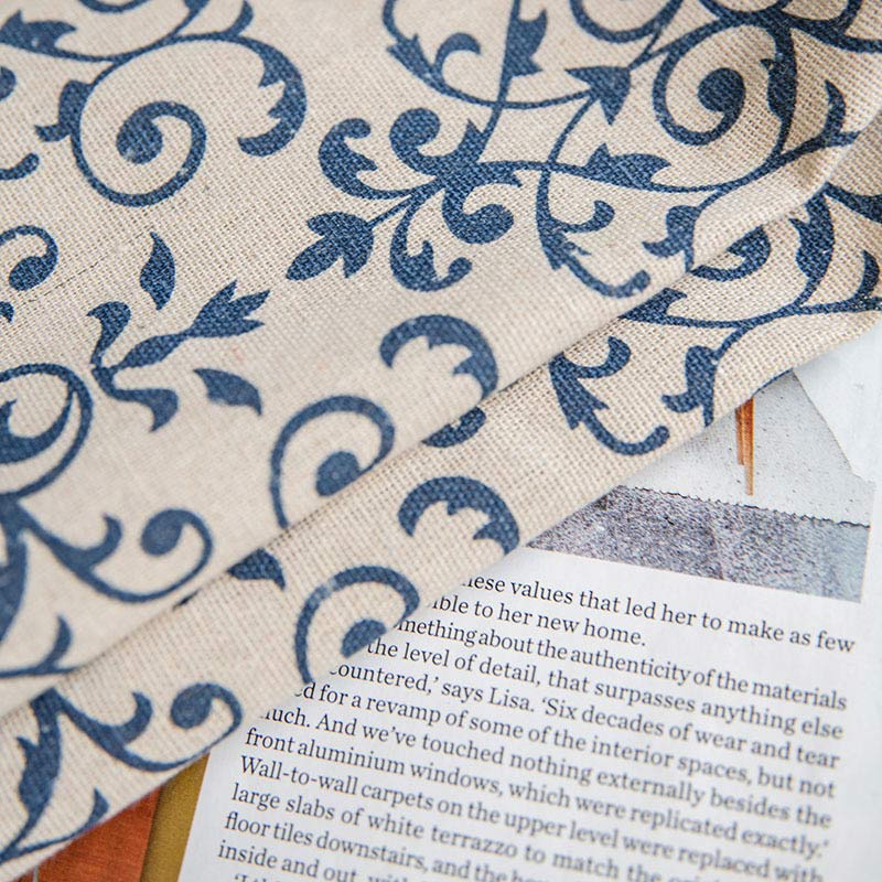 Boho Blue Pattern Semi-Blackout Curtain