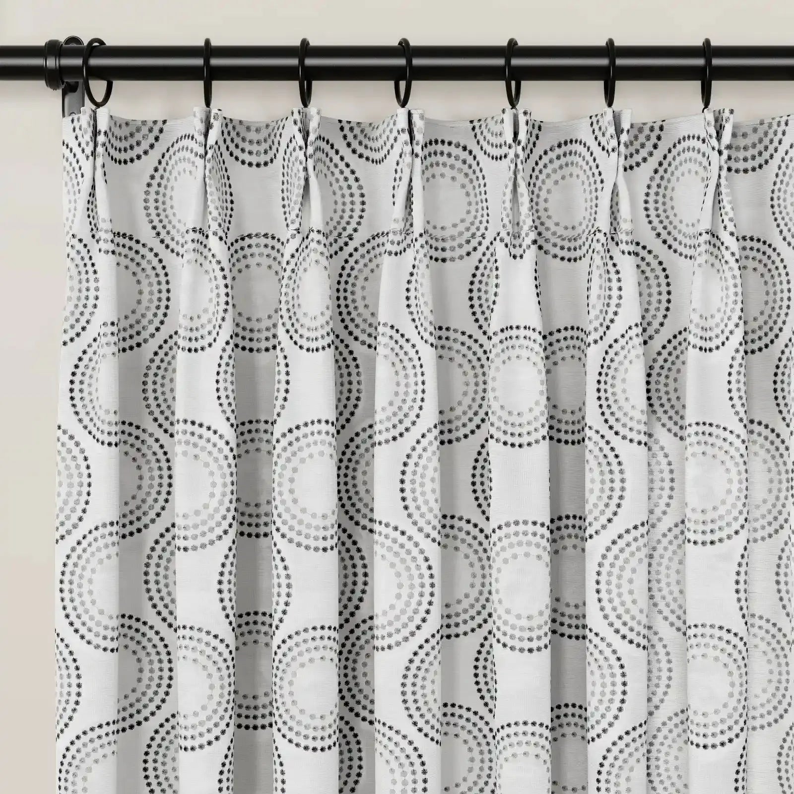 linen cotton embroidered pleated drapery for elegant insulated style