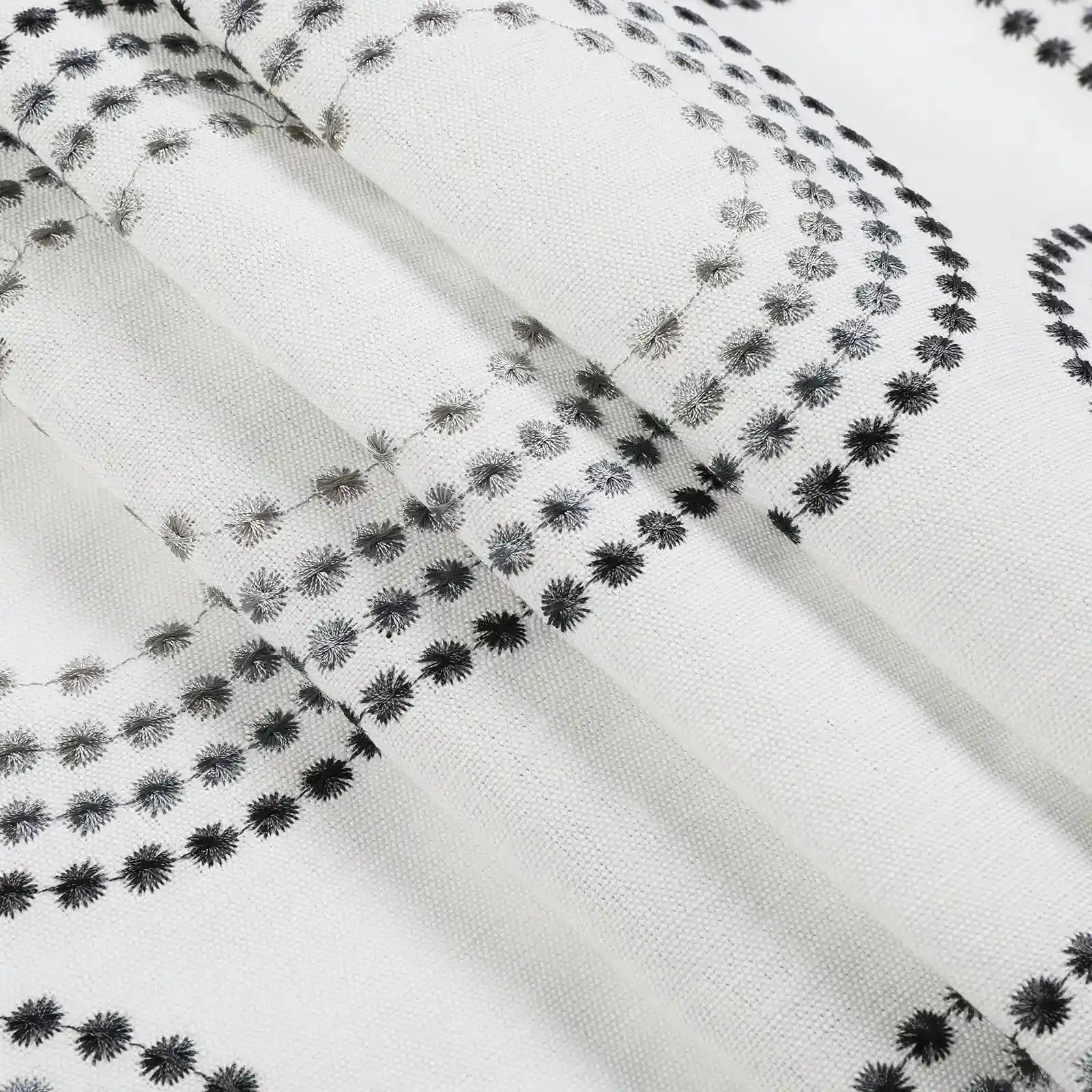 linen cotton embroidered pleated drapery for elegant insulated style