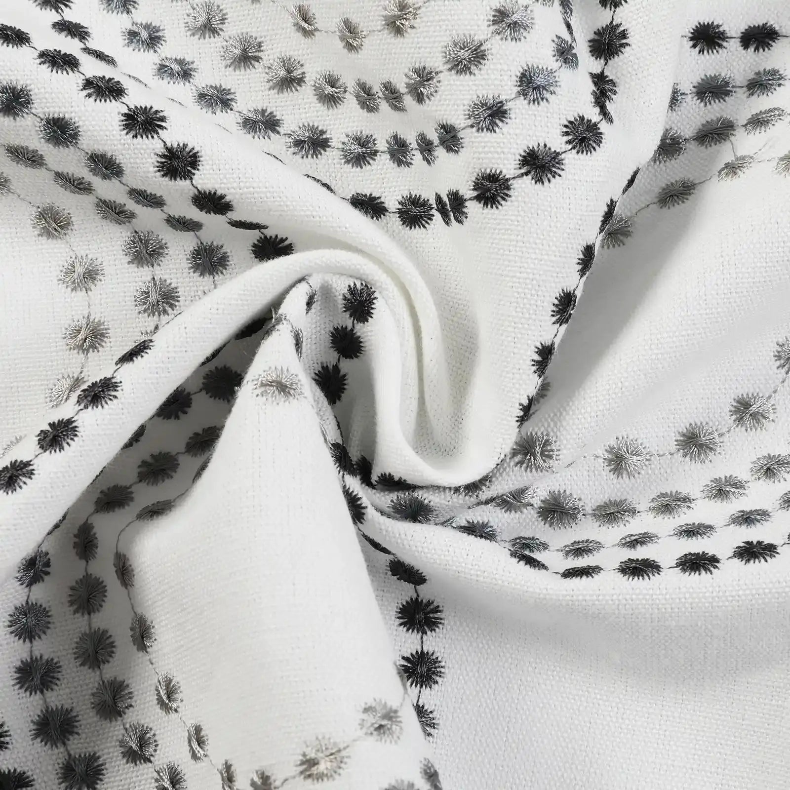 linen cotton embroidered pleated drapery for elegant insulated style