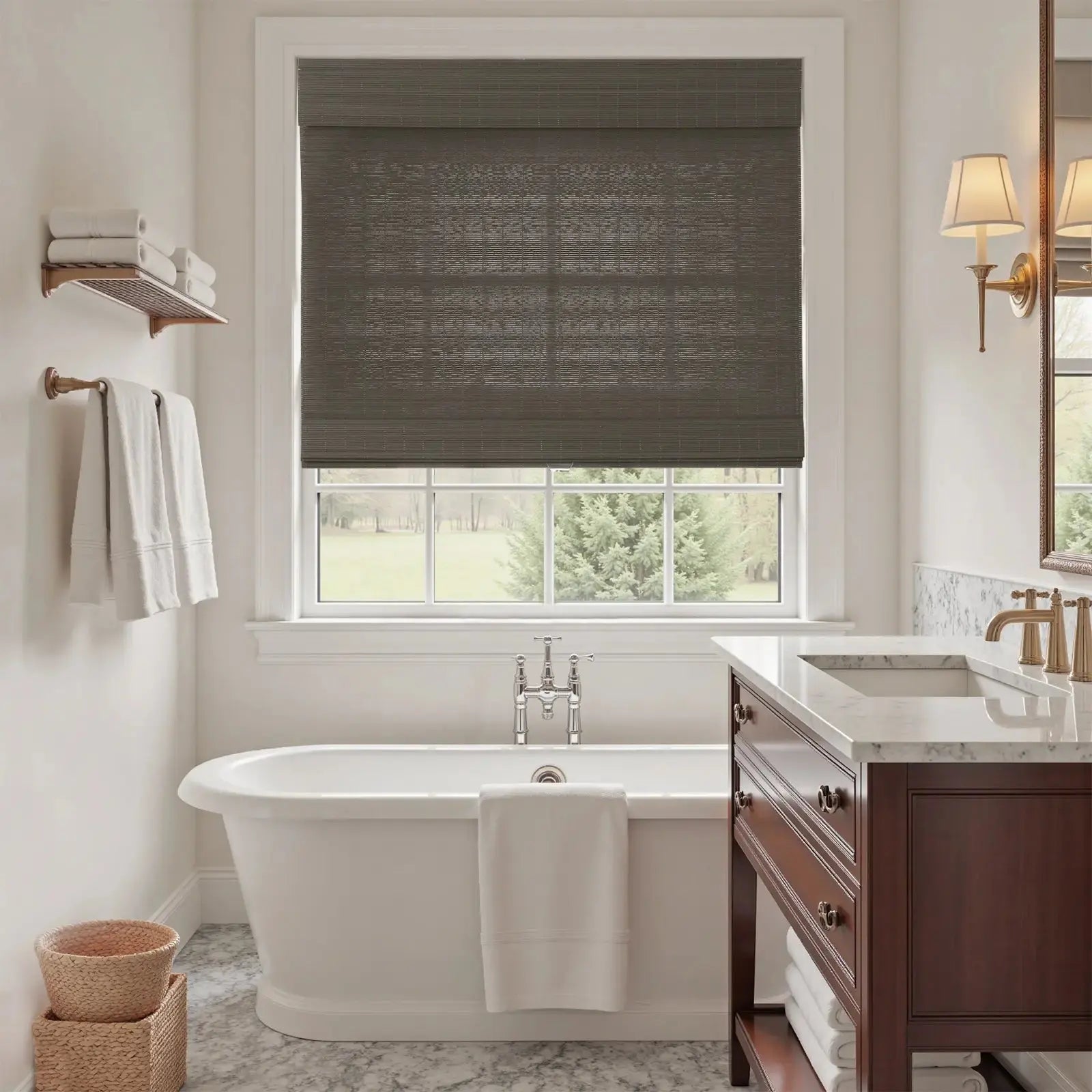 Sybil Bamboo Roman Shade Cordless -TWOPAGES CURTAINS