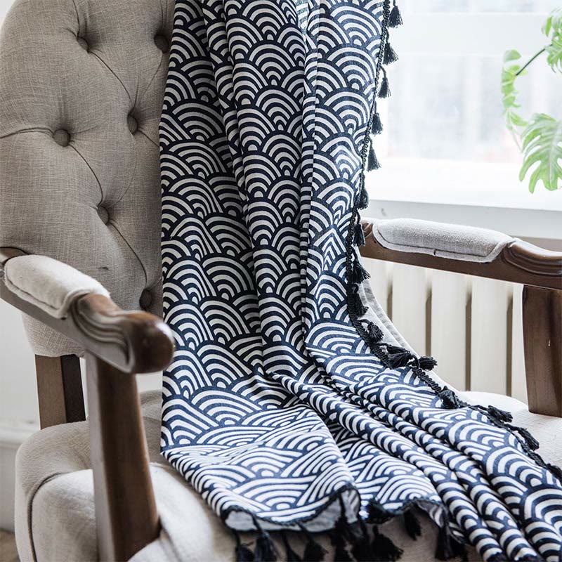 Fish Scale Semi Blockout Tassel Curtain Curtains Ownkoti 3