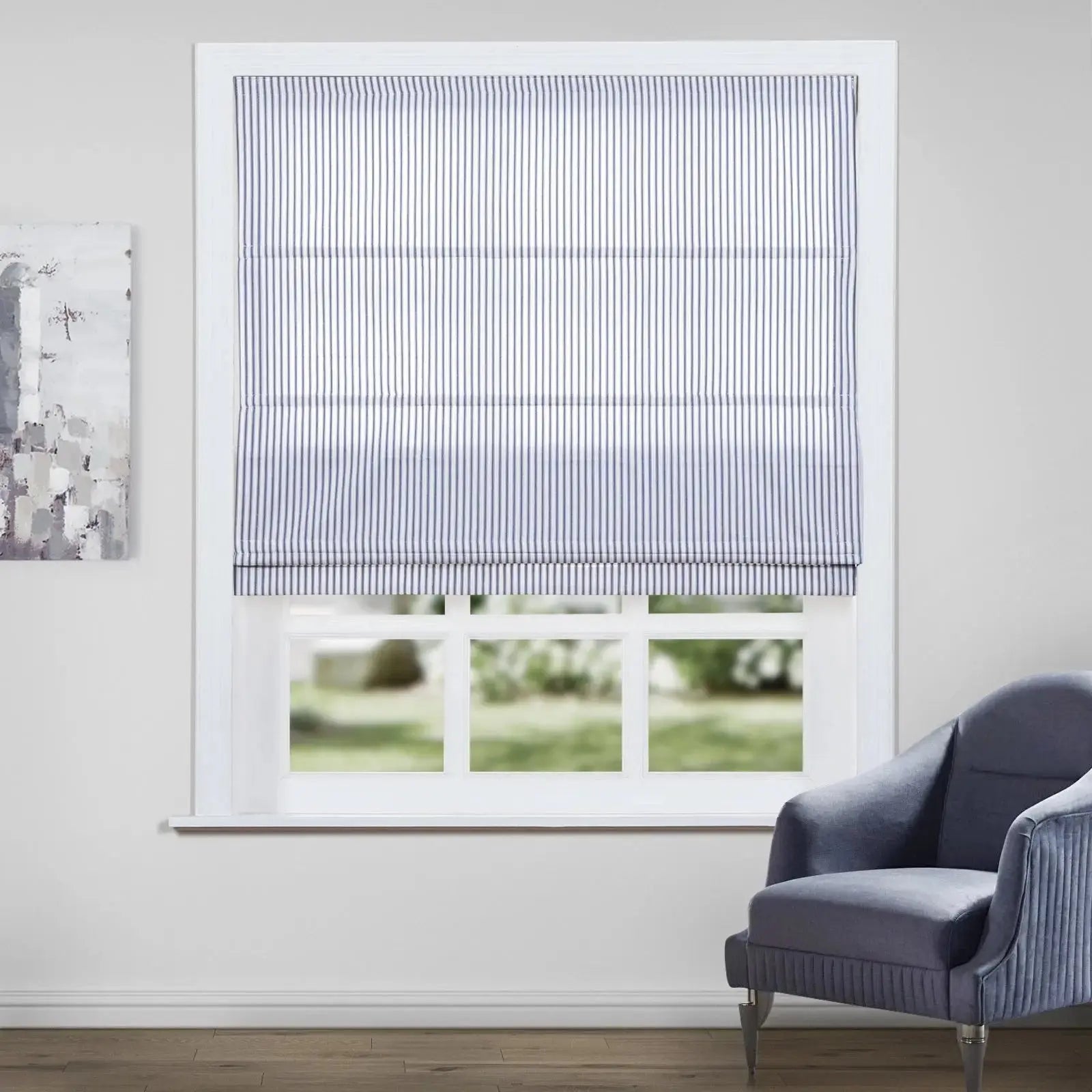 Jana Cordless Roman Shades 100% Cotton Striped -TWOPAGES