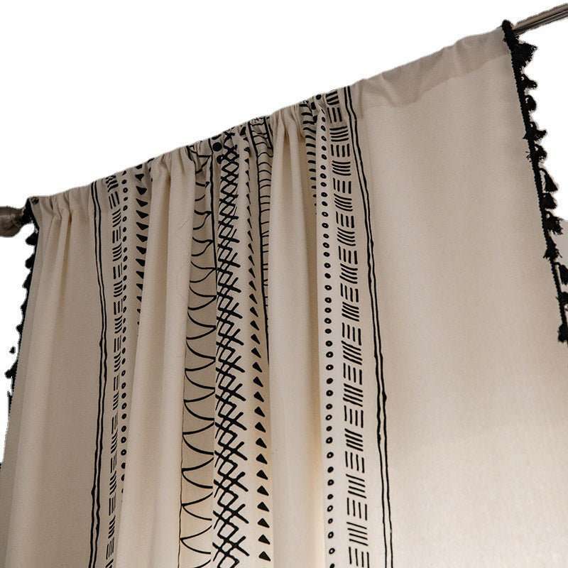Bohemian Geometric Cotton Semi Blackout Curtains