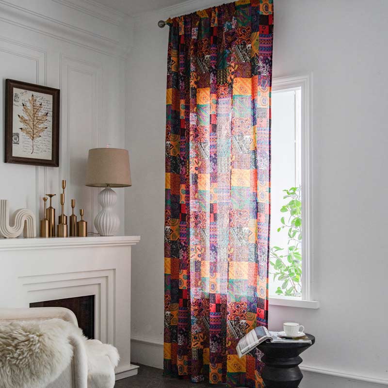 Colorful Boho Cotton Linen Window Curtains