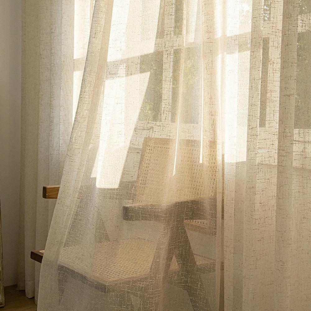 Natural sheer linen curtains for soft light privacy and tailored home style