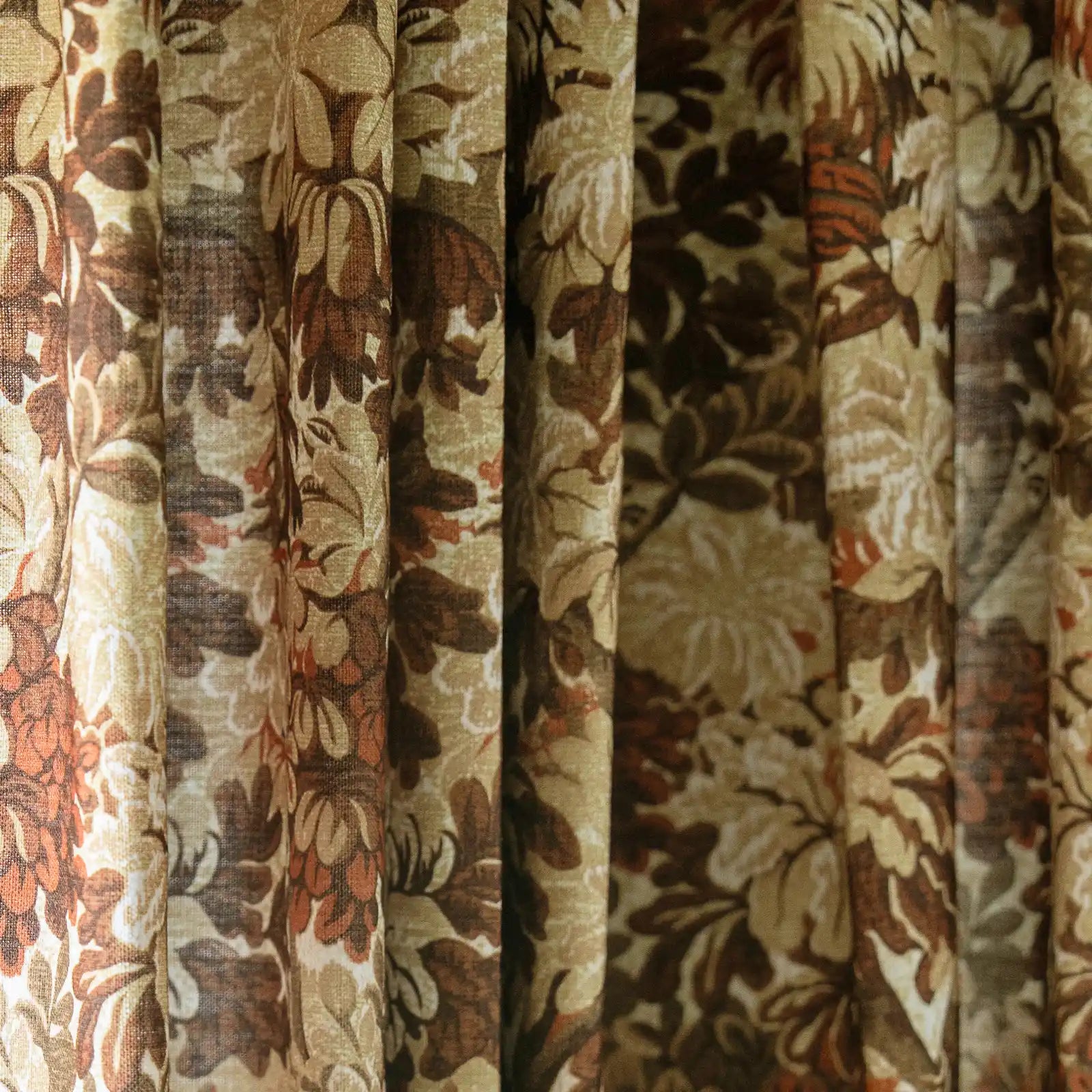 Floral print linen cotton pleated drapery for elegant insulated style