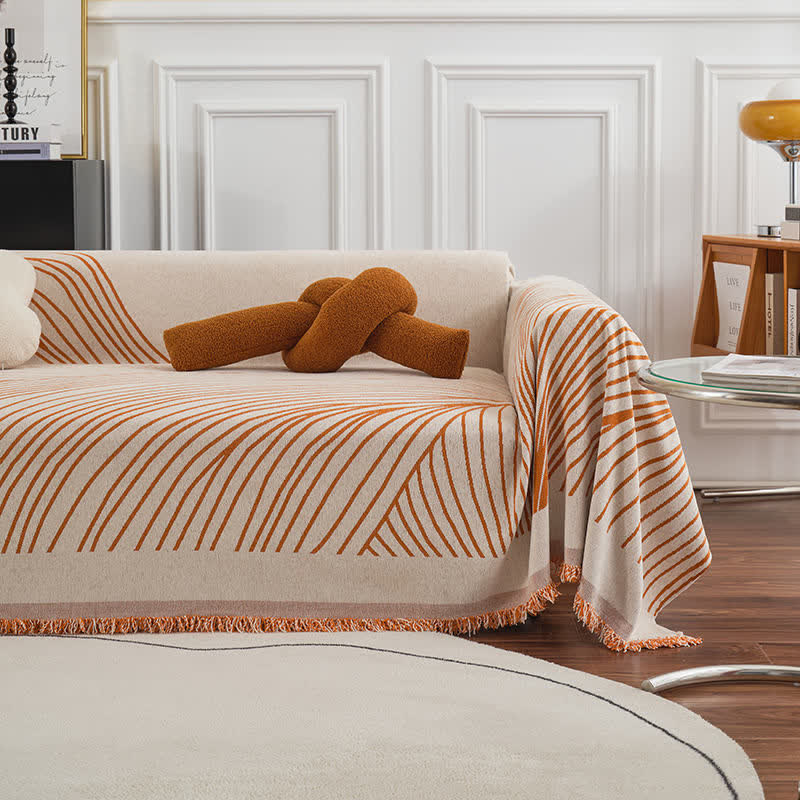 Chenille Abstract Stripe Sofa Protector