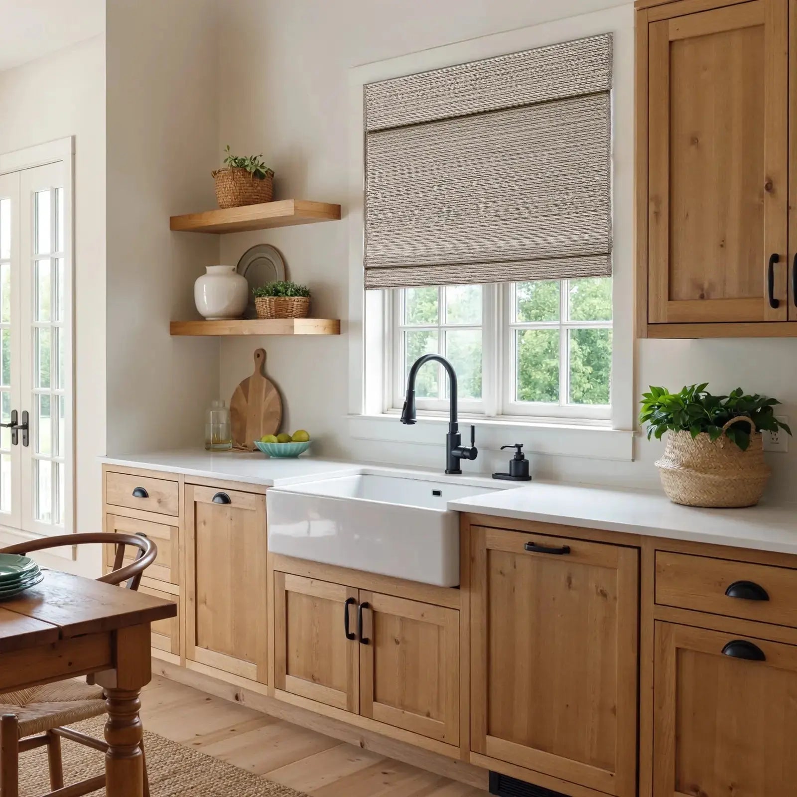 Rae Natural Ramie Flax Woven Wood Shades - Series C -TWOPAGES CURTAINS