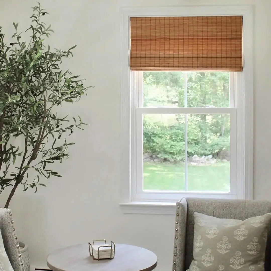 Sybil Bamboo Roman Shade - Flax -TWOPAGES CURTAINS