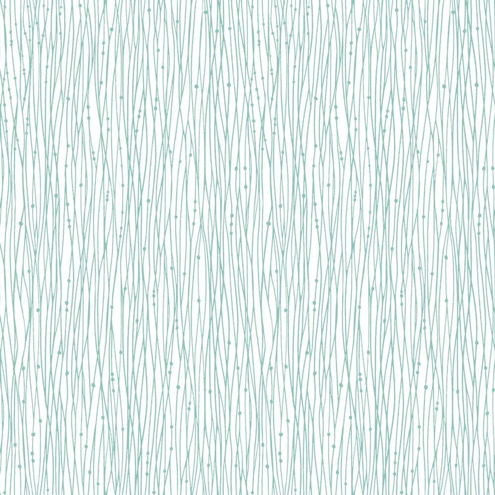 An up close swatch of Tempaper's String of Pearls Peel And Stick Wallpaper in green.