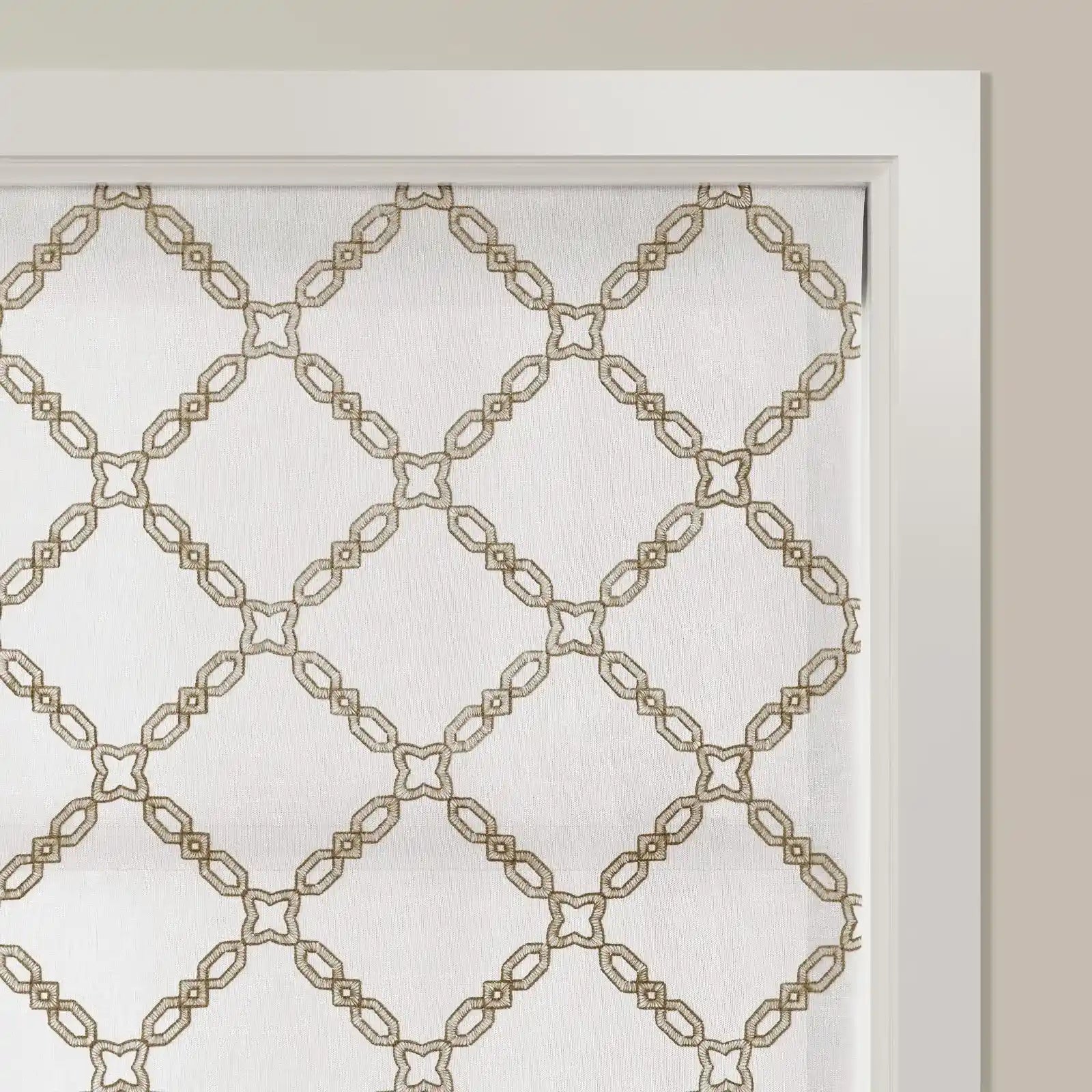 Linnea Linen Cotton Embroidered Roman Shade Cordless