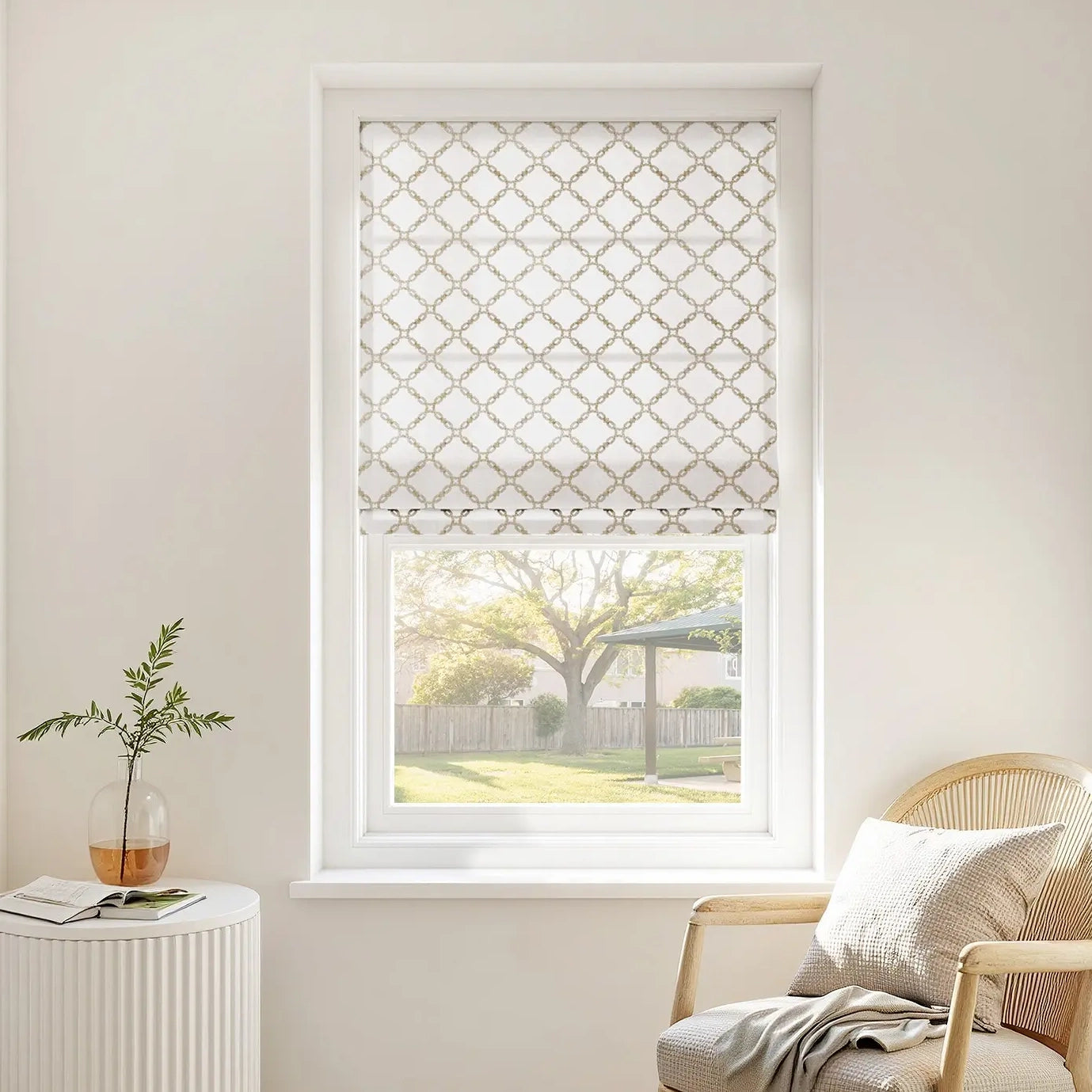 Linnea Linen Cotton Embroidered Roman Shade Cordless