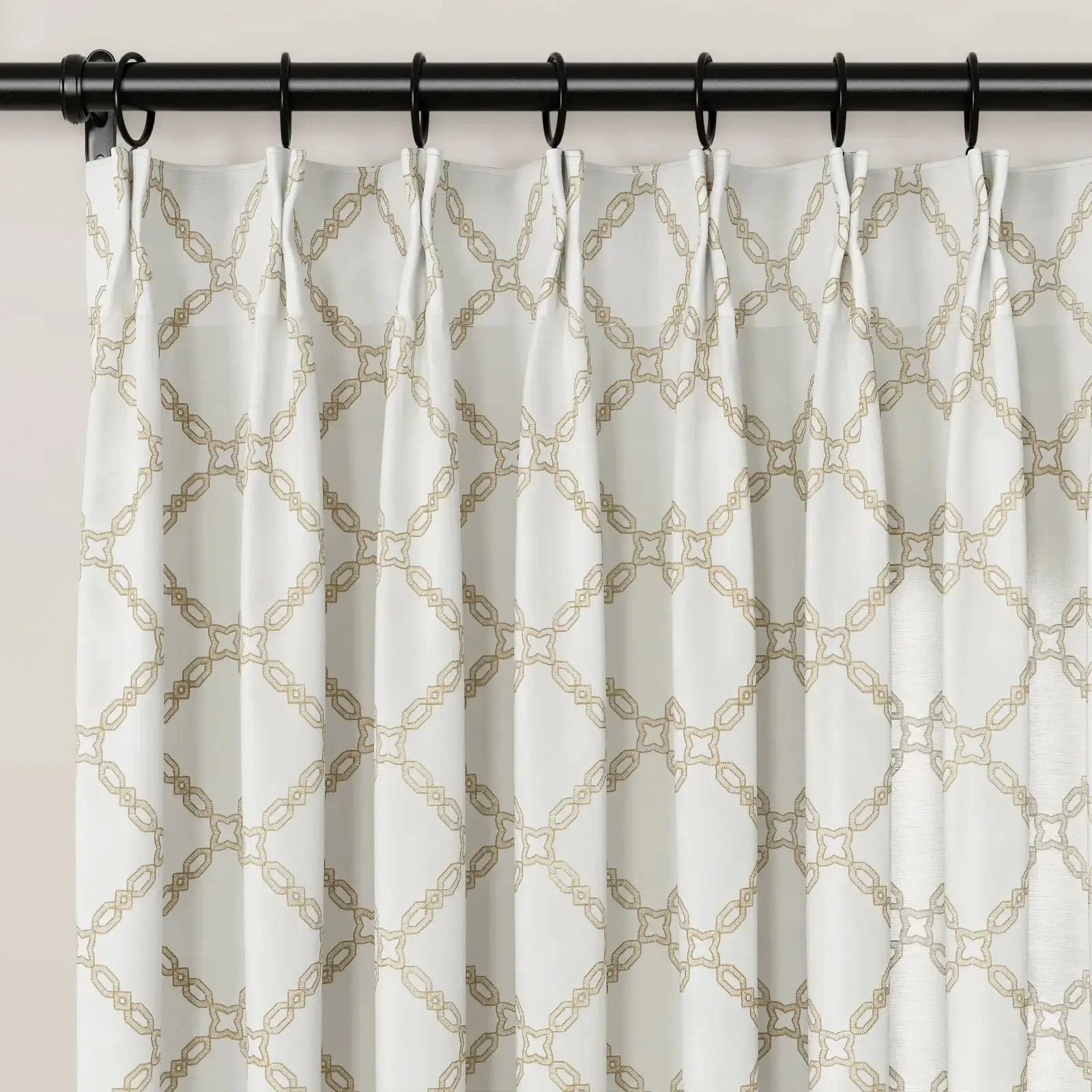 linen cotton embroidered pleated drapery for elegant insulated style