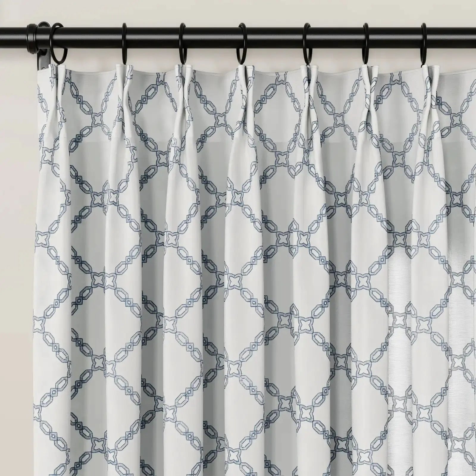 linen cotton embroidered pleated drapery for elegant insulated style