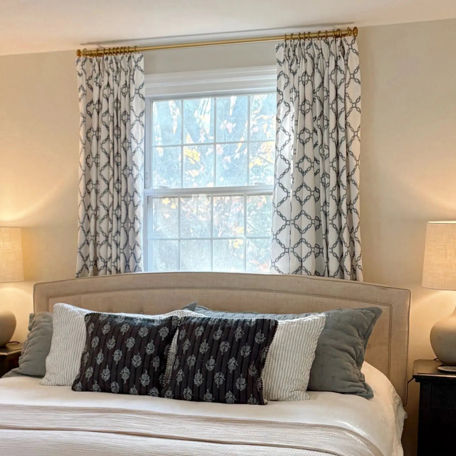 Linnea Linen Cotton Embroidered Curtain Pleated- -TWOPAGES