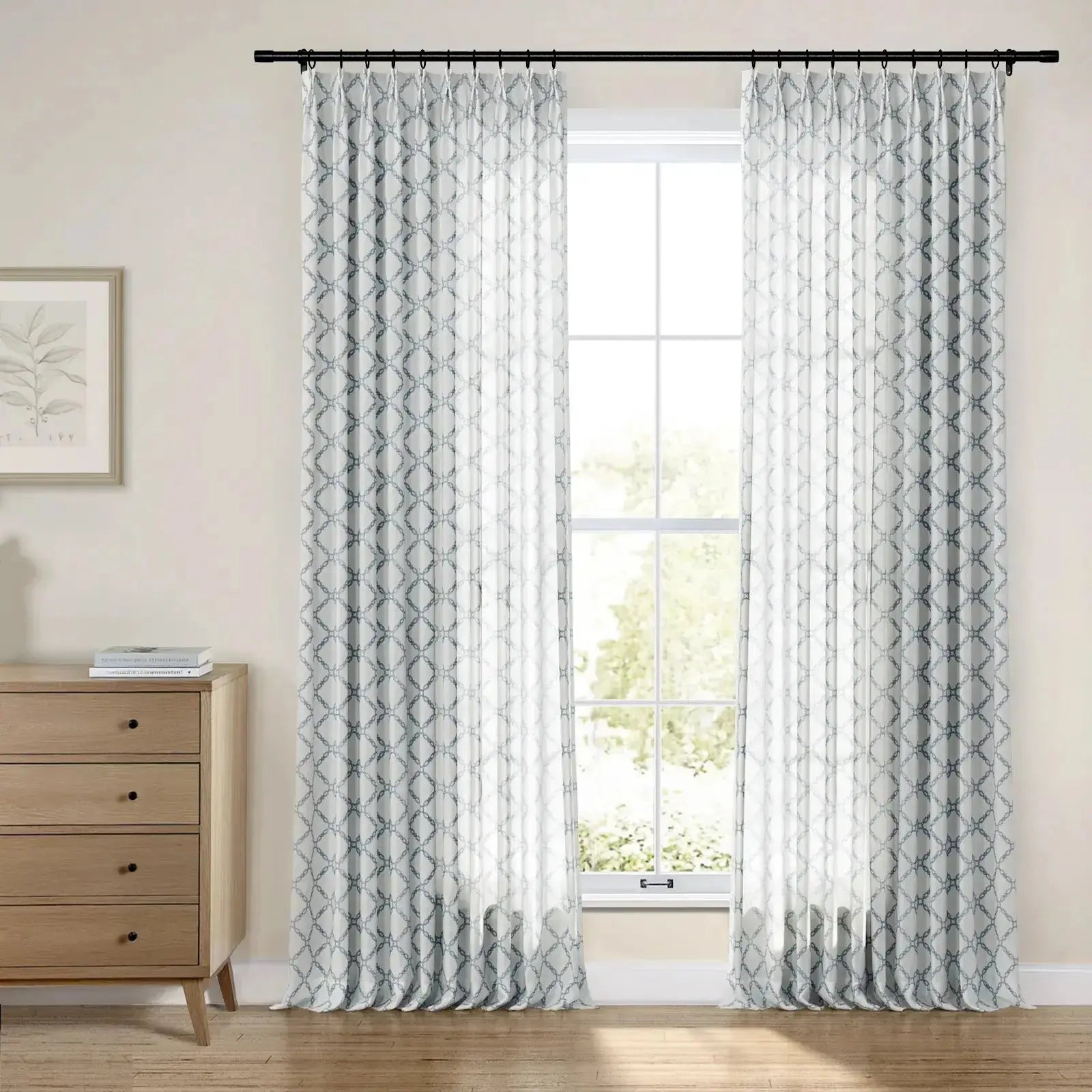 linen cotton embroidered pleated drapery for elegant insulated style